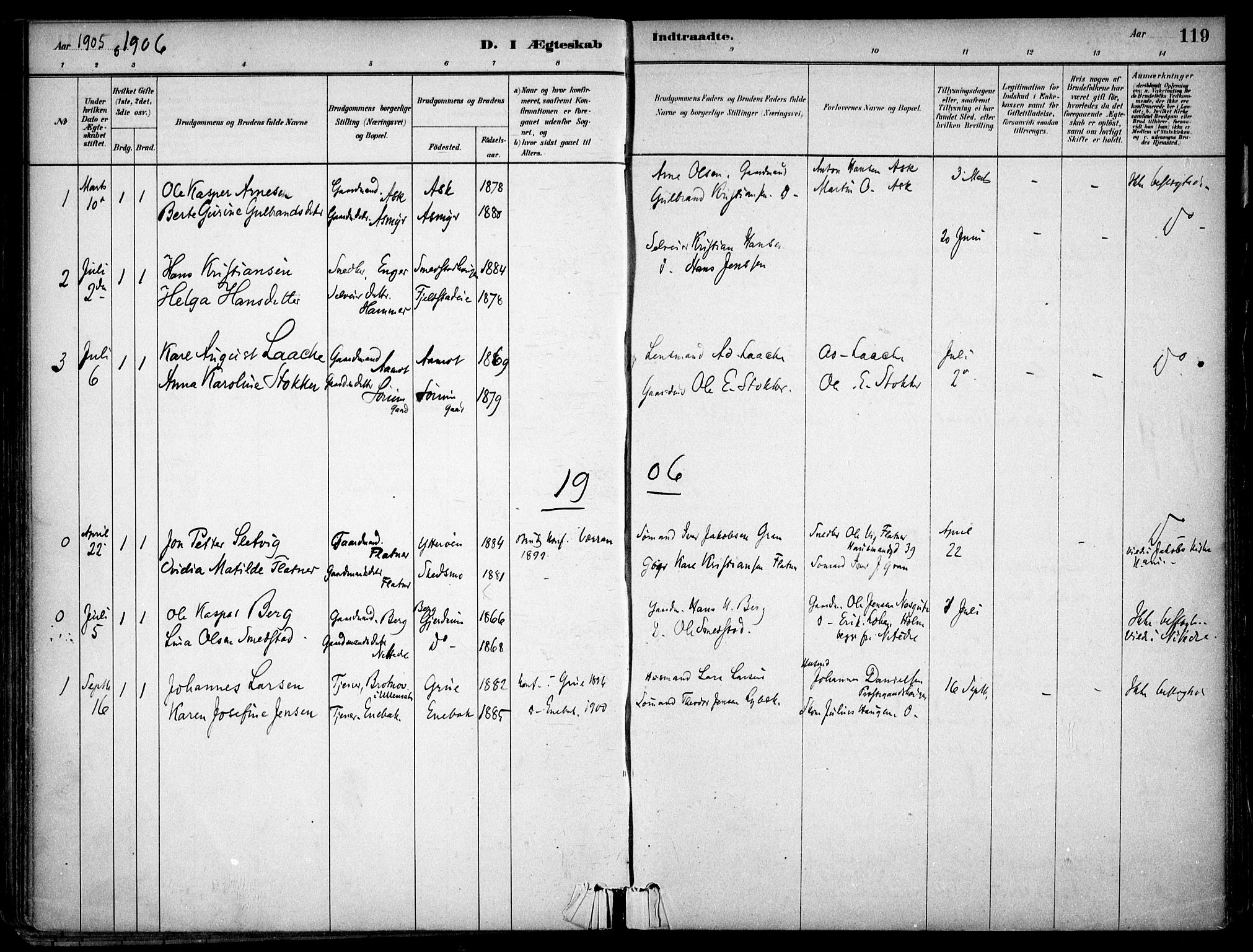 Gjerdrum prestekontor Kirkebøker, SAO/A-10412b/F/Fa/L0009: Parish register (official) no. I 9, 1881-1916, p. 119