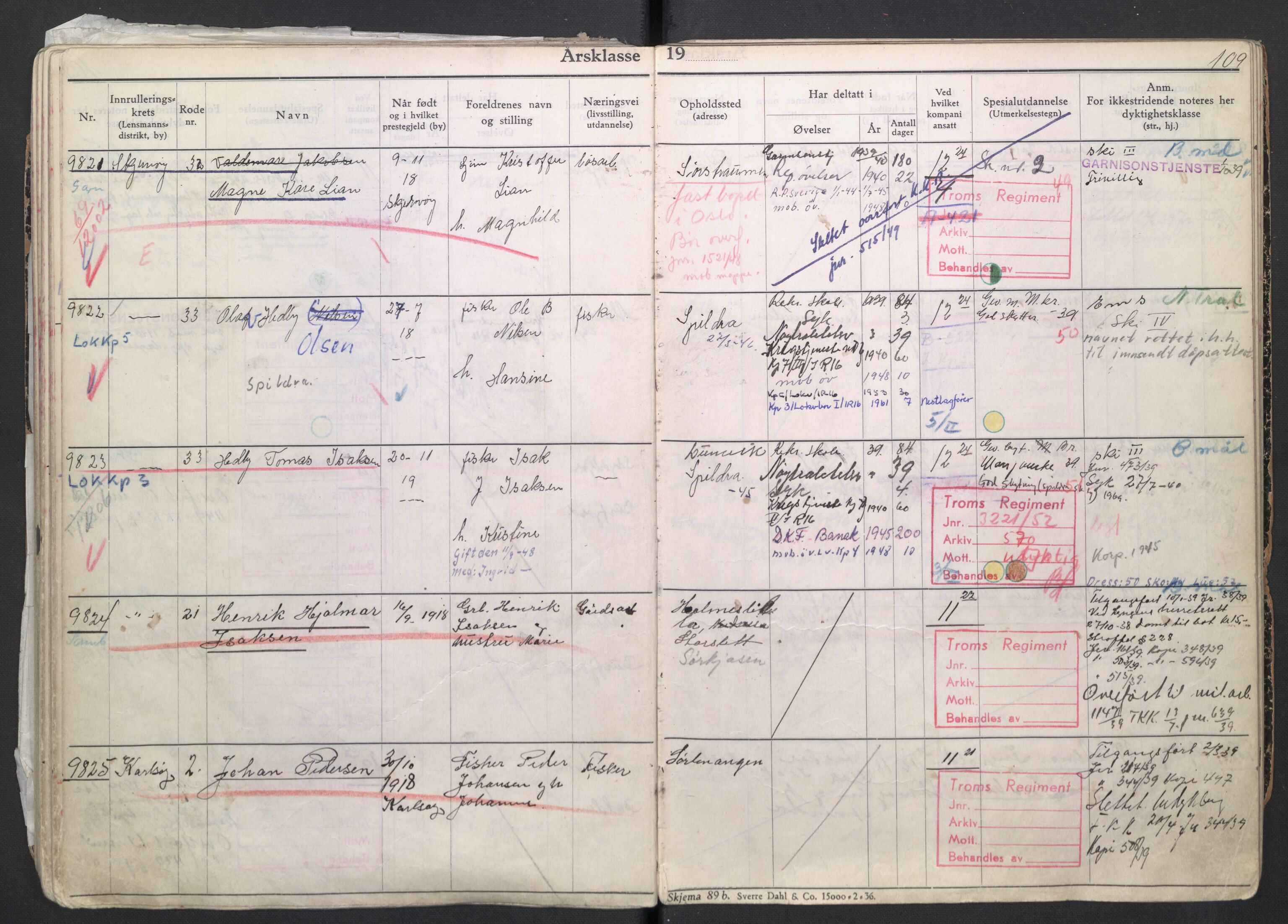 Forsvaret, Troms infanteriregiment nr. 16, AV/RA-RAFA-3146/P/Pa/L0007/0004: Ruller / Rulle for regimentets menige mannskaper, årsklasse 1939, 1939, p. 109