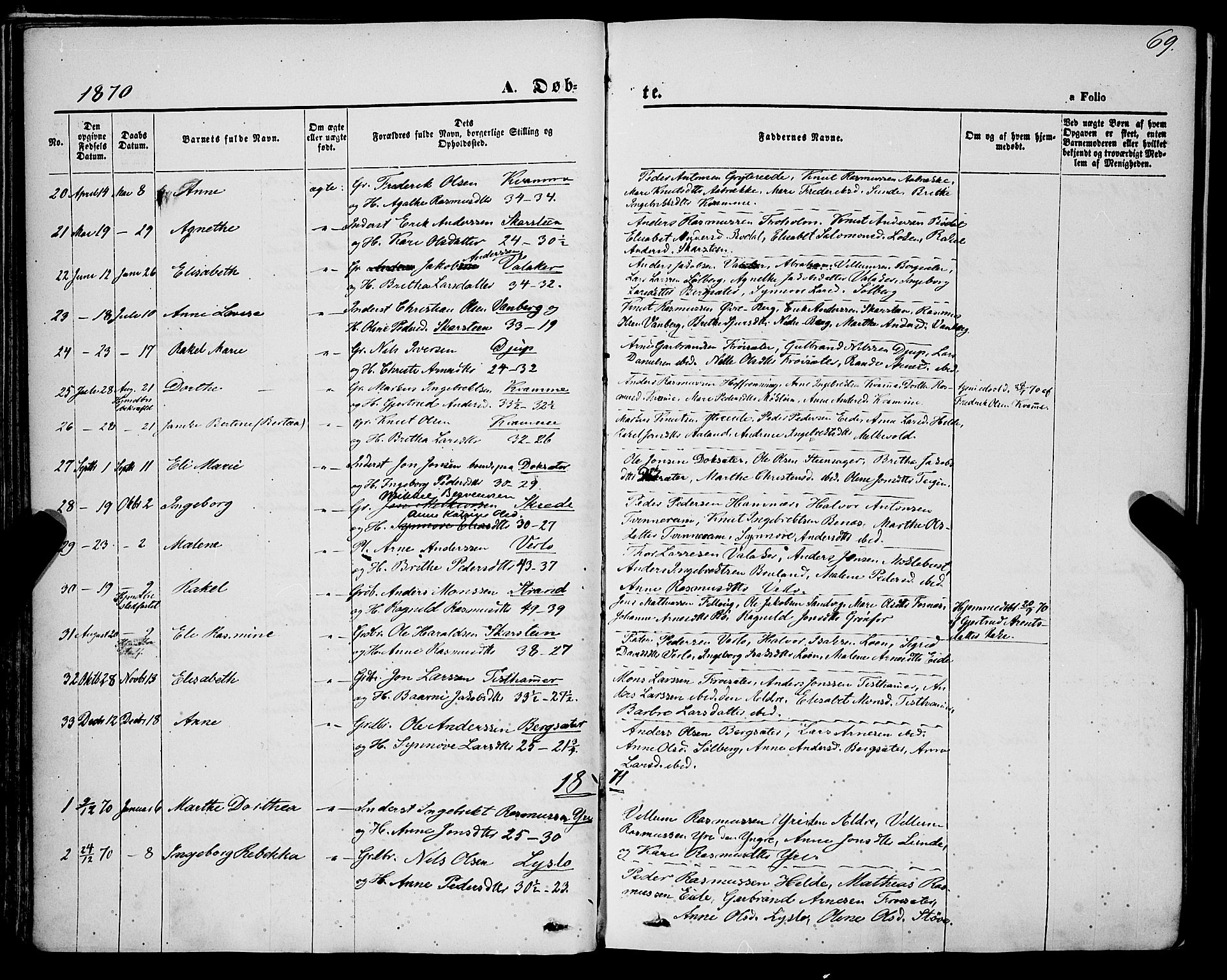 Innvik sokneprestembete, AV/SAB-A-80501: Parish register (official) no. A 6, 1865-1878, p. 69