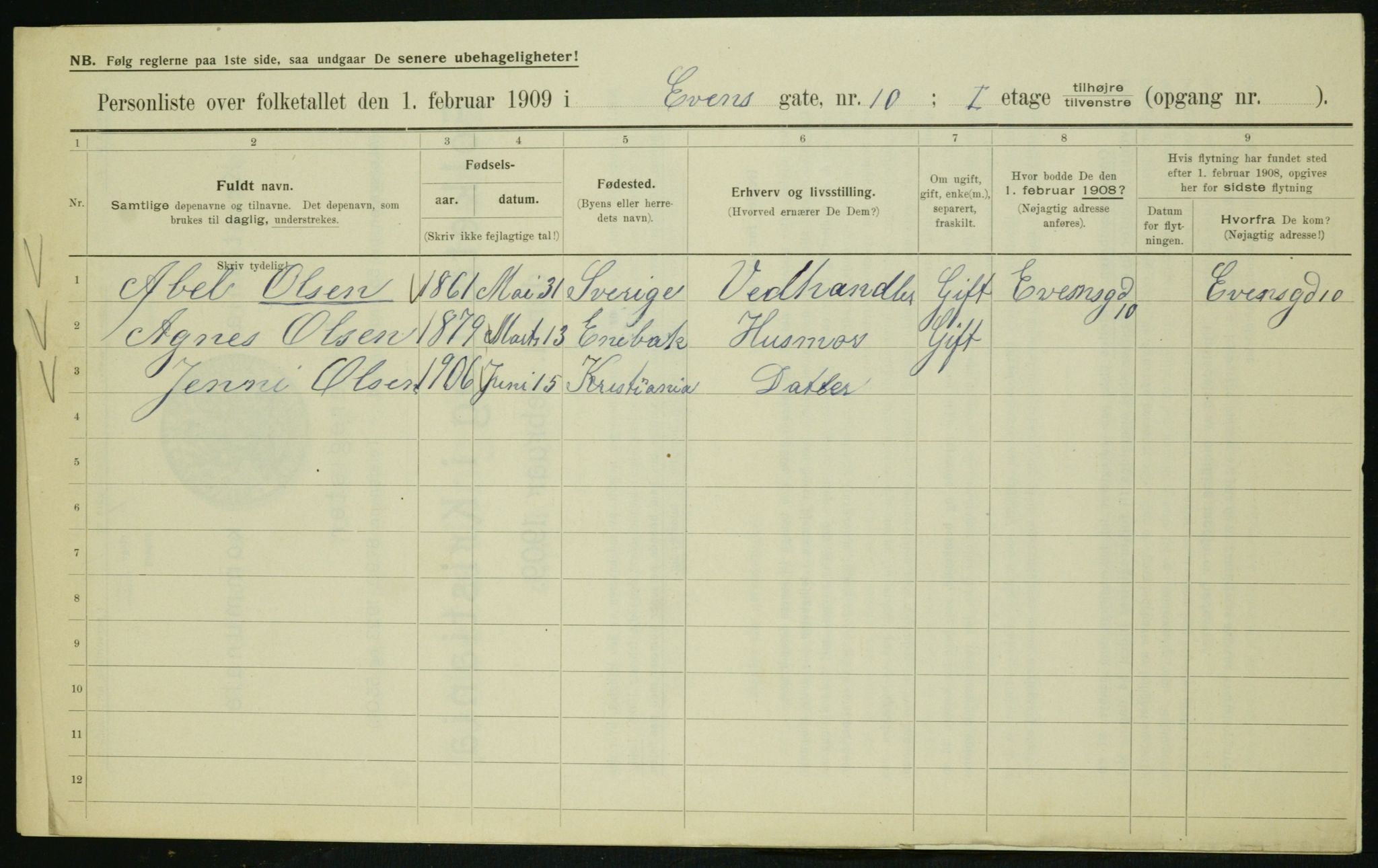 OBA, Municipal Census 1909 for Kristiania, 1909, p. 20666