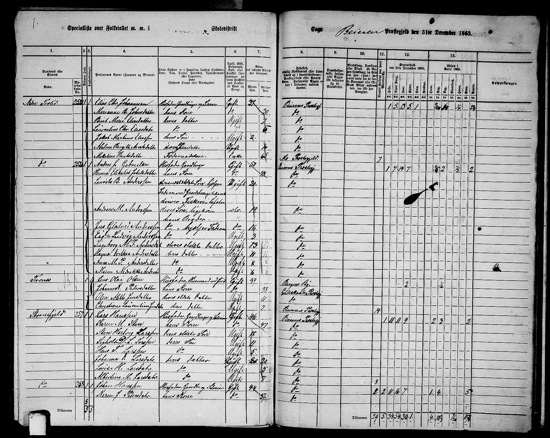 RA, 1865 census for Beiarn, 1865, p. 42