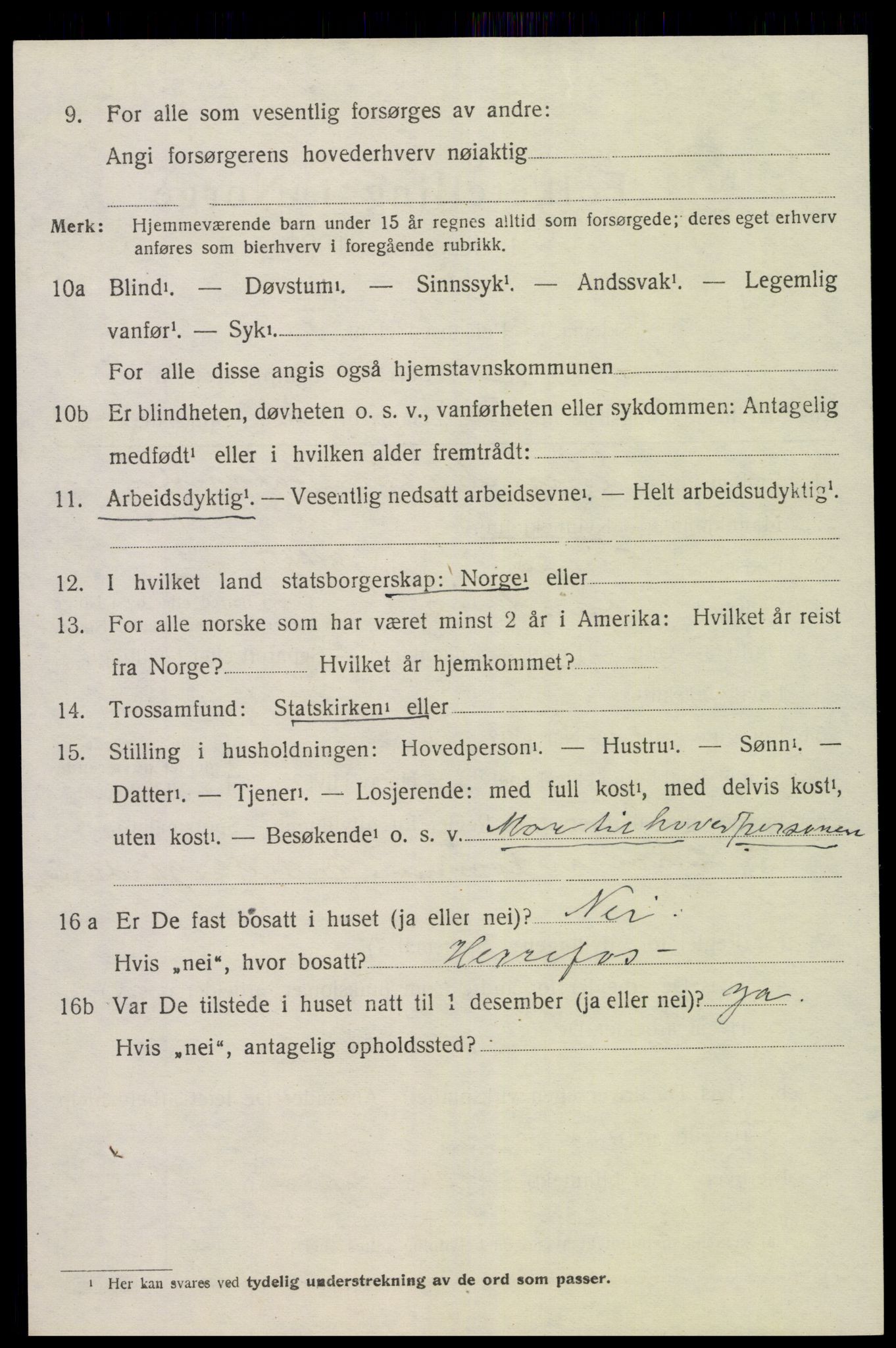 SAK, 1920 census for Øyestad, 1920, p. 5411