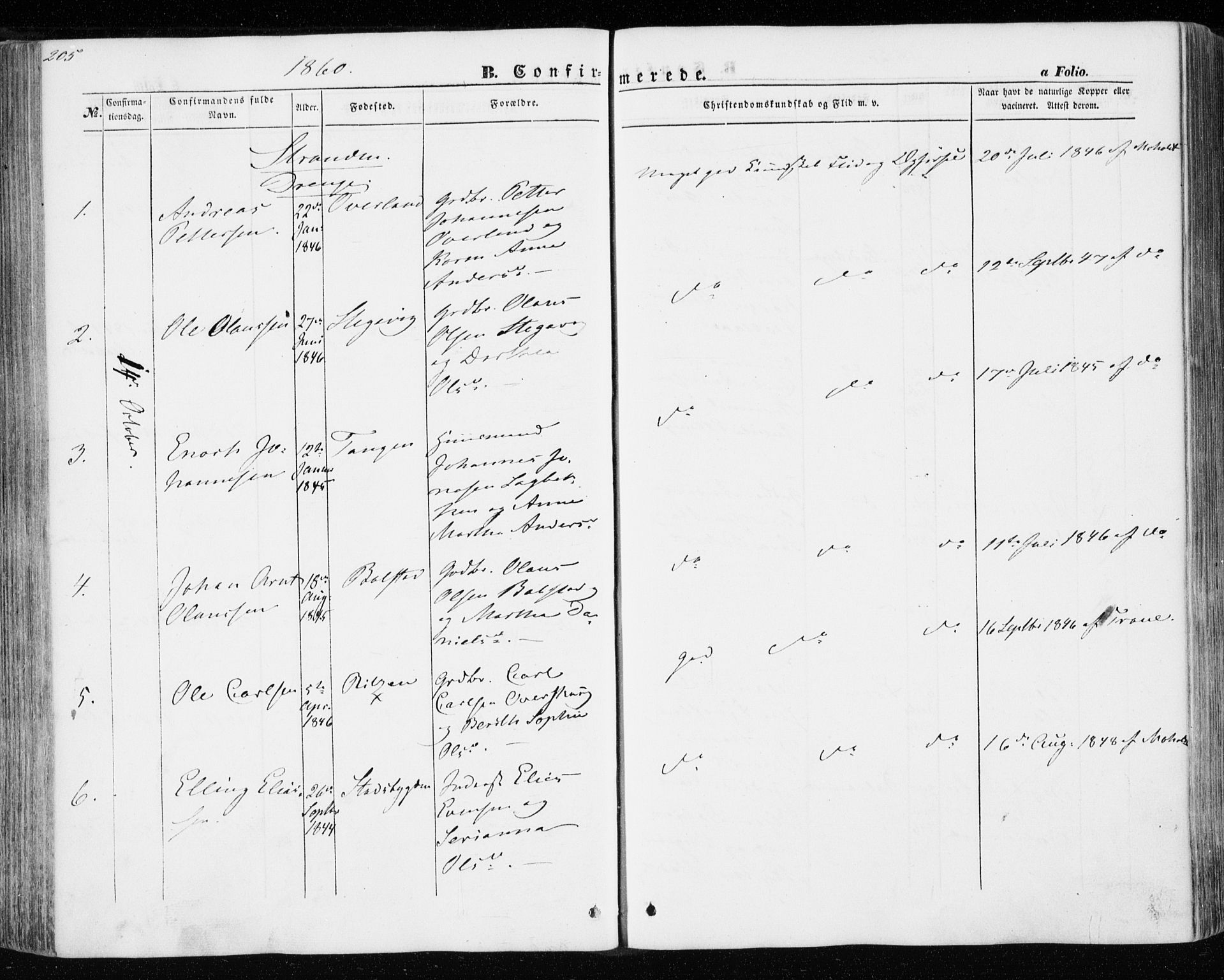Ministerialprotokoller, klokkerbøker og fødselsregistre - Nord-Trøndelag, SAT/A-1458/701/L0008: Parish register (official) no. 701A08 /1, 1854-1863, p. 205