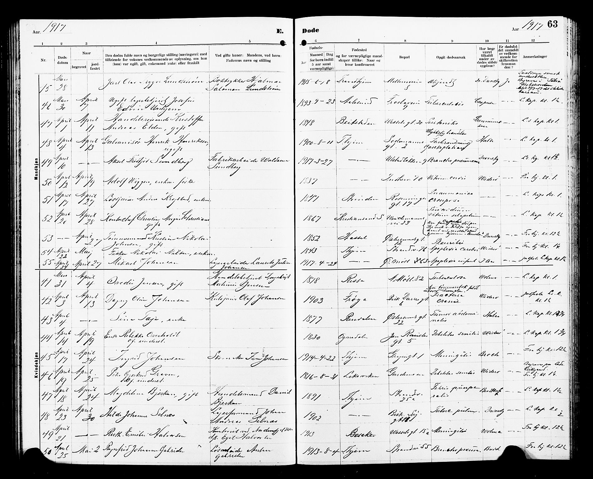 Ministerialprotokoller, klokkerbøker og fødselsregistre - Sør-Trøndelag, AV/SAT-A-1456/605/L0257: Parish register (copy) no. 605C04, 1916-1922, p. 63