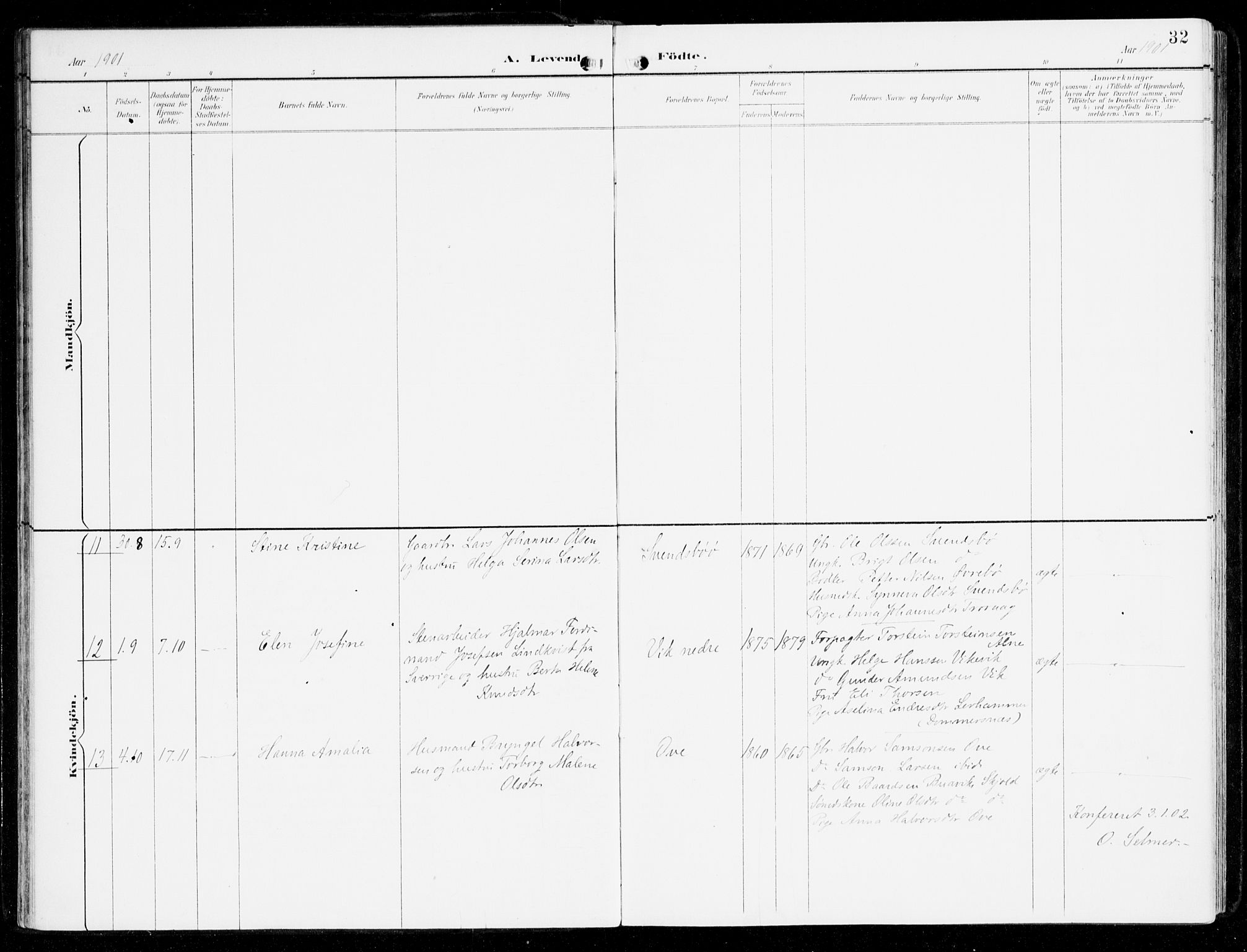 Sveio Sokneprestembete, AV/SAB-A-78501/H/Haa: Parish register (official) no. D 2, 1894-1916, p. 32