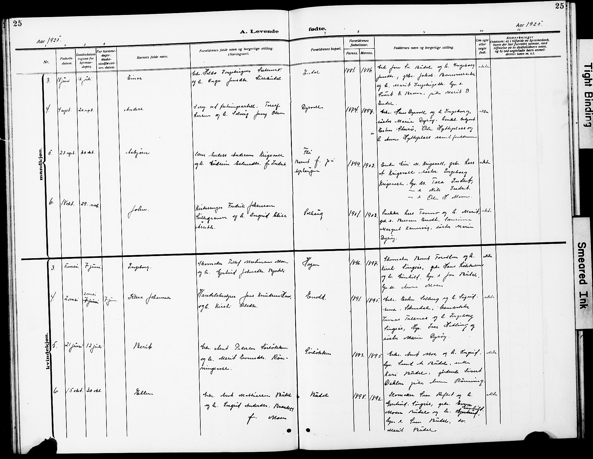 Ministerialprotokoller, klokkerbøker og fødselsregistre - Sør-Trøndelag, SAT/A-1456/690/L1052: Parish register (copy) no. 690C02, 1907-1929, p. 25