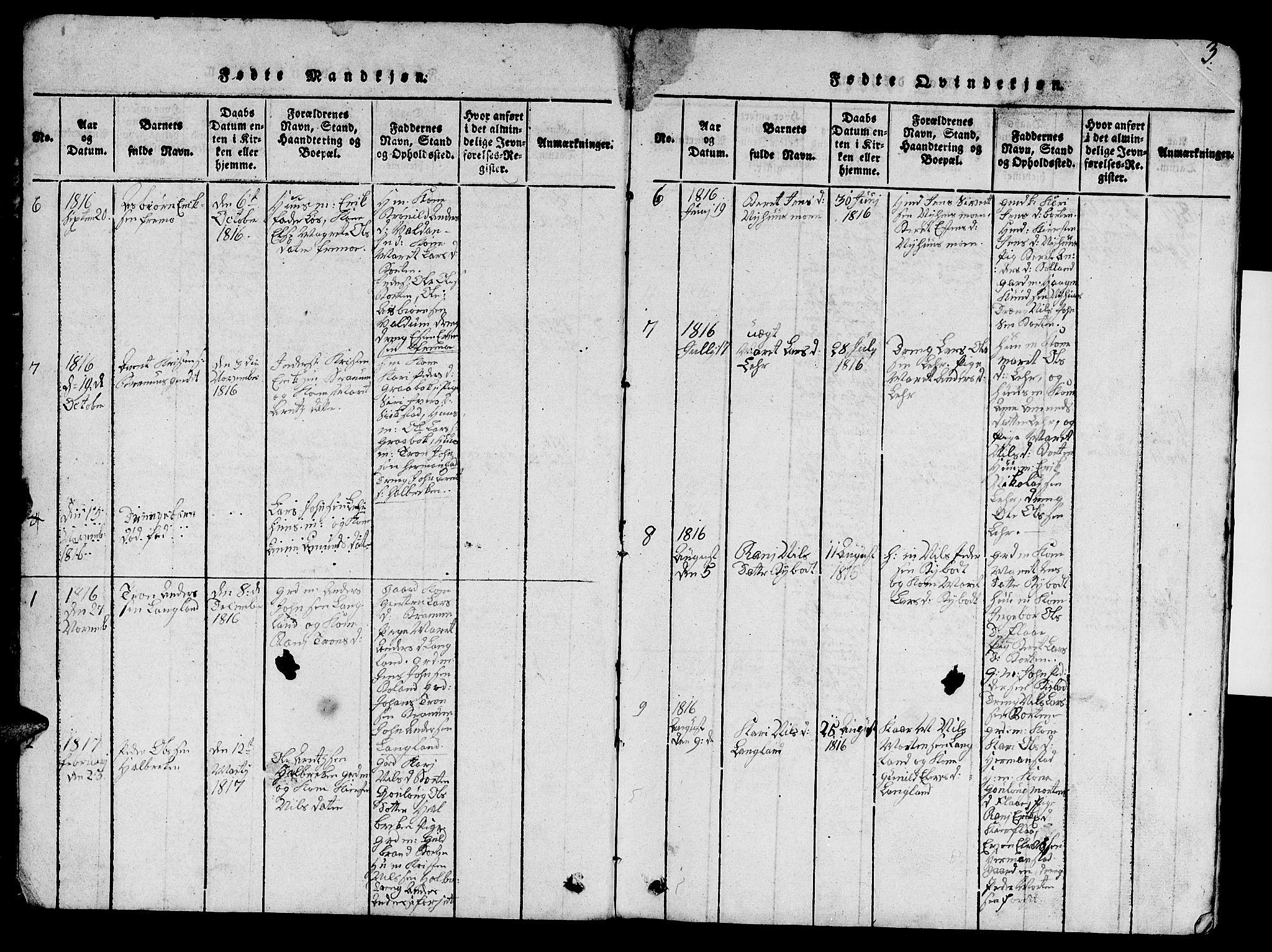 Ministerialprotokoller, klokkerbøker og fødselsregistre - Sør-Trøndelag, SAT/A-1456/693/L1121: Parish register (copy) no. 693C02, 1816-1869, p. 3