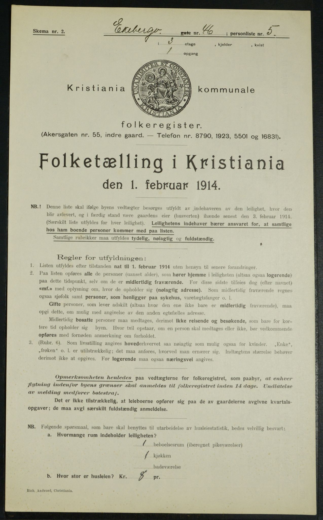 OBA, Municipal Census 1914 for Kristiania, 1914, p. 20584