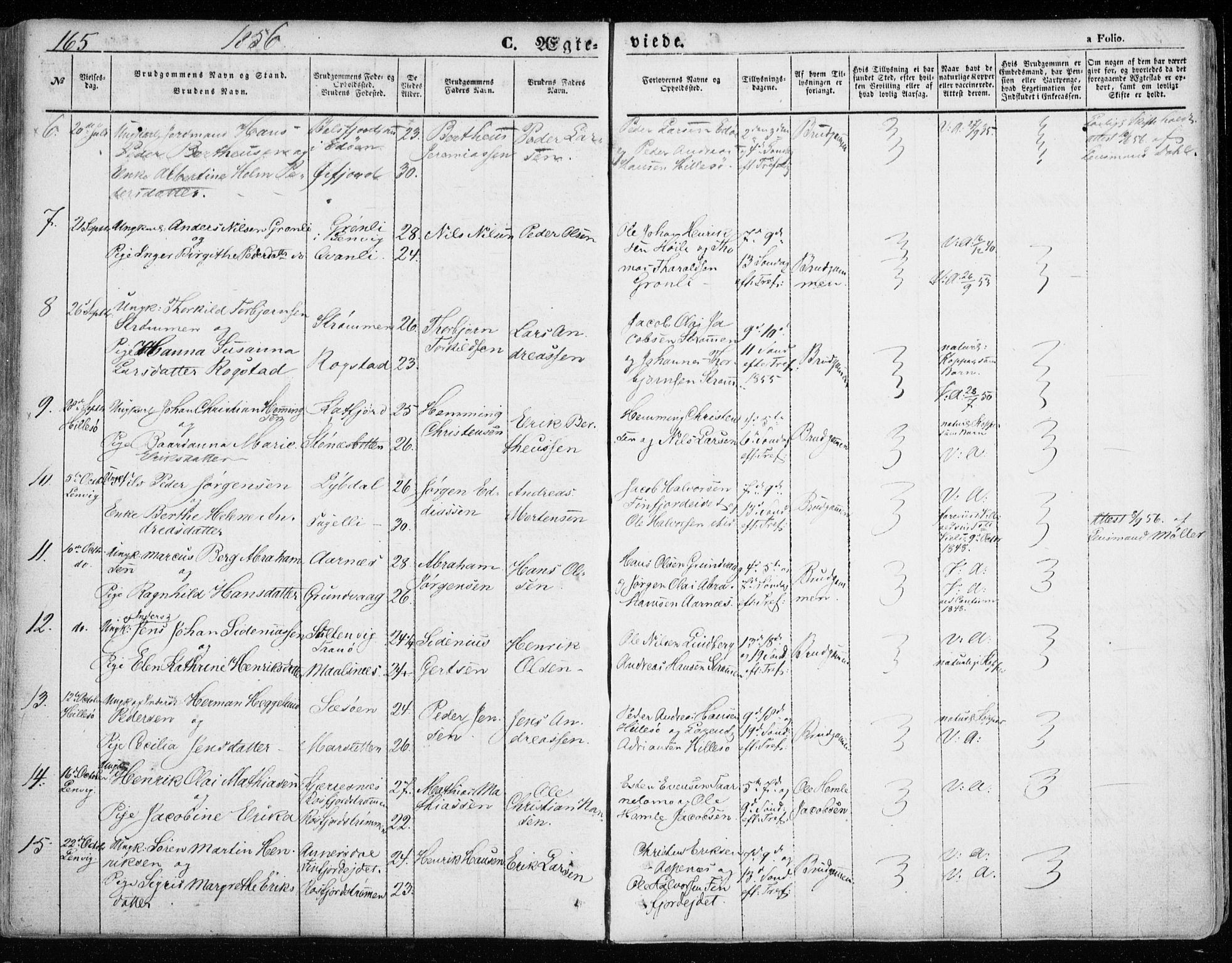 Lenvik sokneprestembete, SATØ/S-1310/H/Ha/Haa/L0007kirke: Parish register (official) no. 7, 1855-1865, p. 165