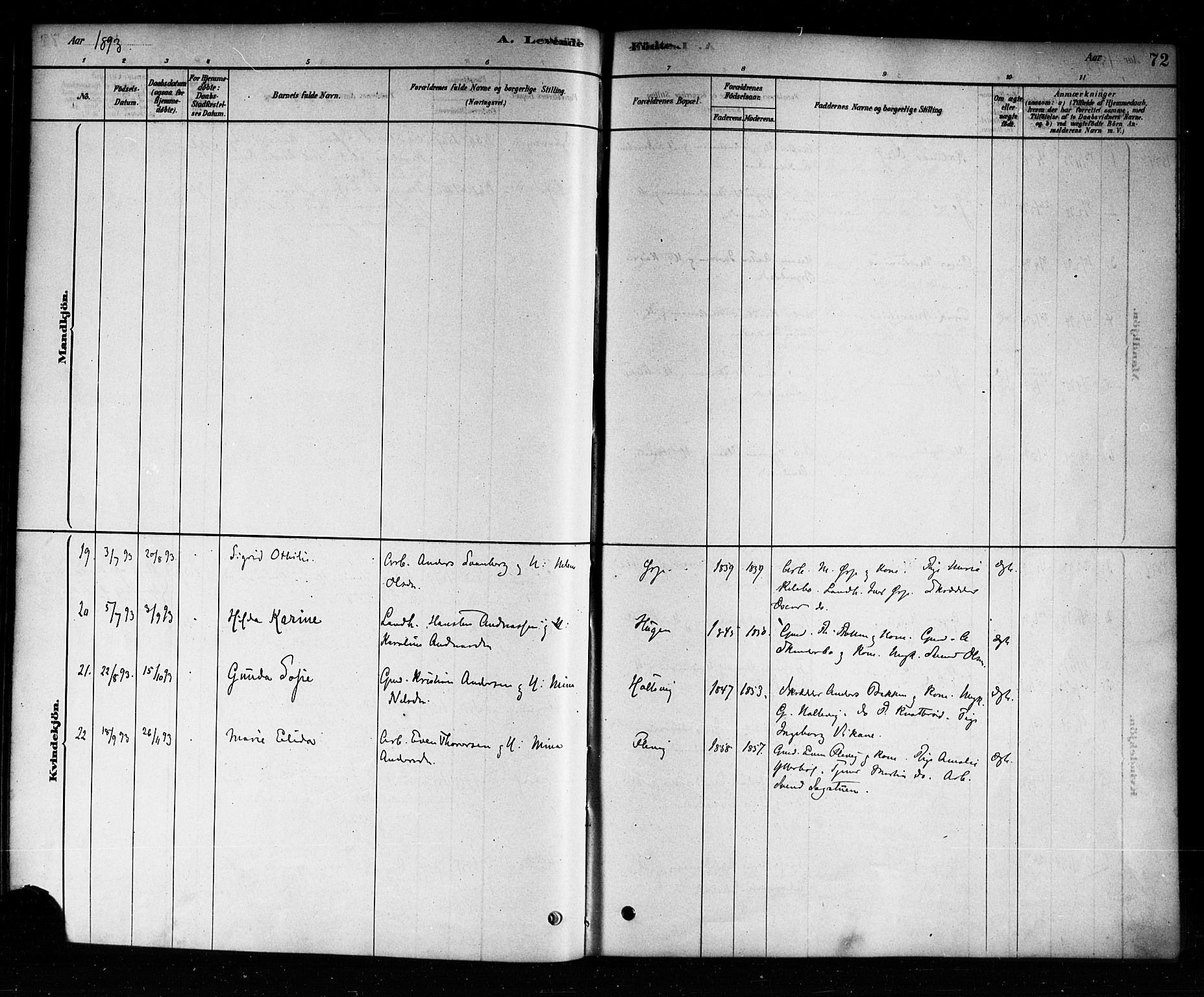 Aremark prestekontor Kirkebøker, AV/SAO-A-10899/F/Fb/L0004: Parish register (official) no. II 4, 1878-1895, p. 72