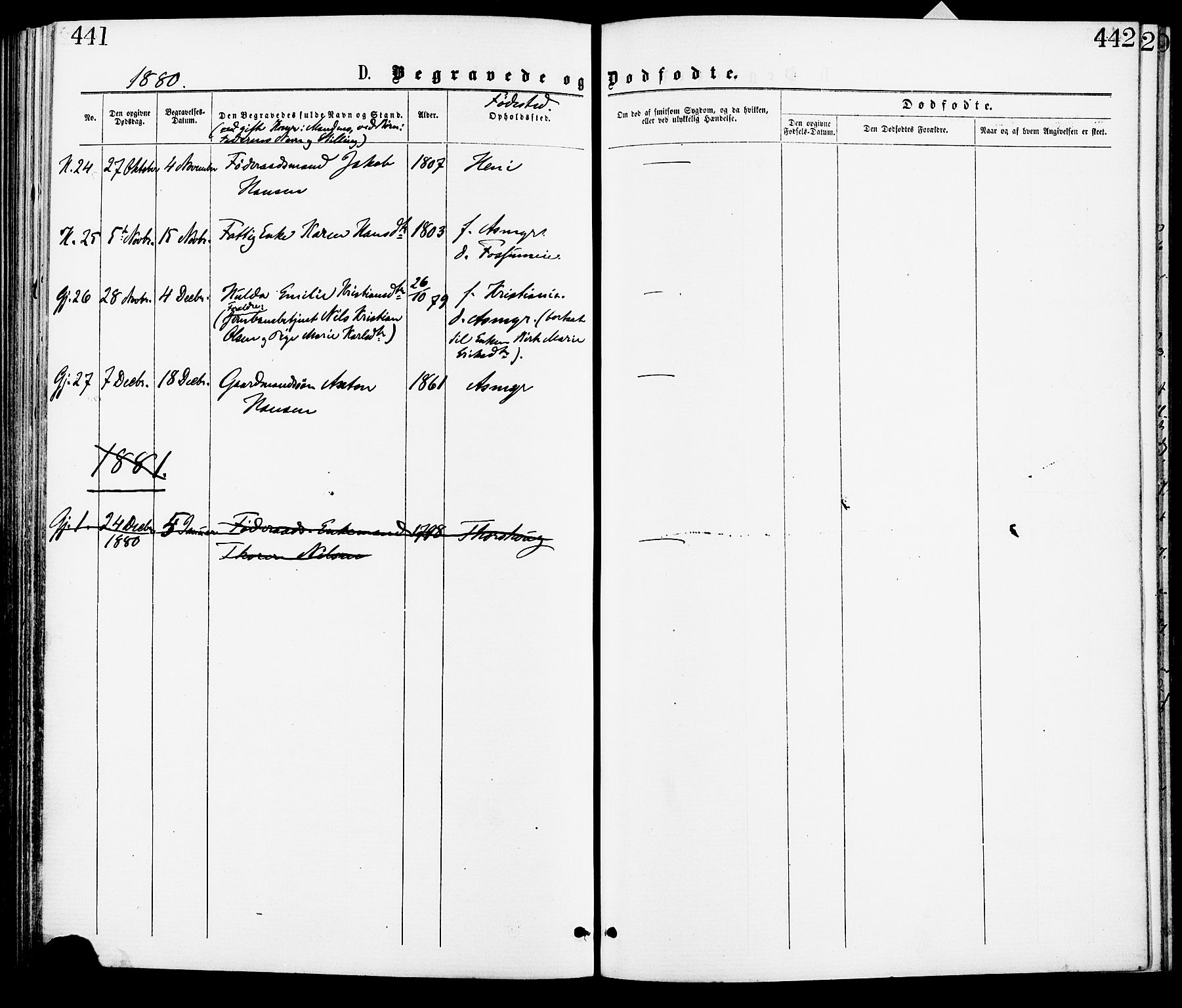 Gjerdrum prestekontor Kirkebøker, AV/SAO-A-10412b/F/Fa/L0008: Parish register (official) no. I 8, 1867-1880, p. 441-442