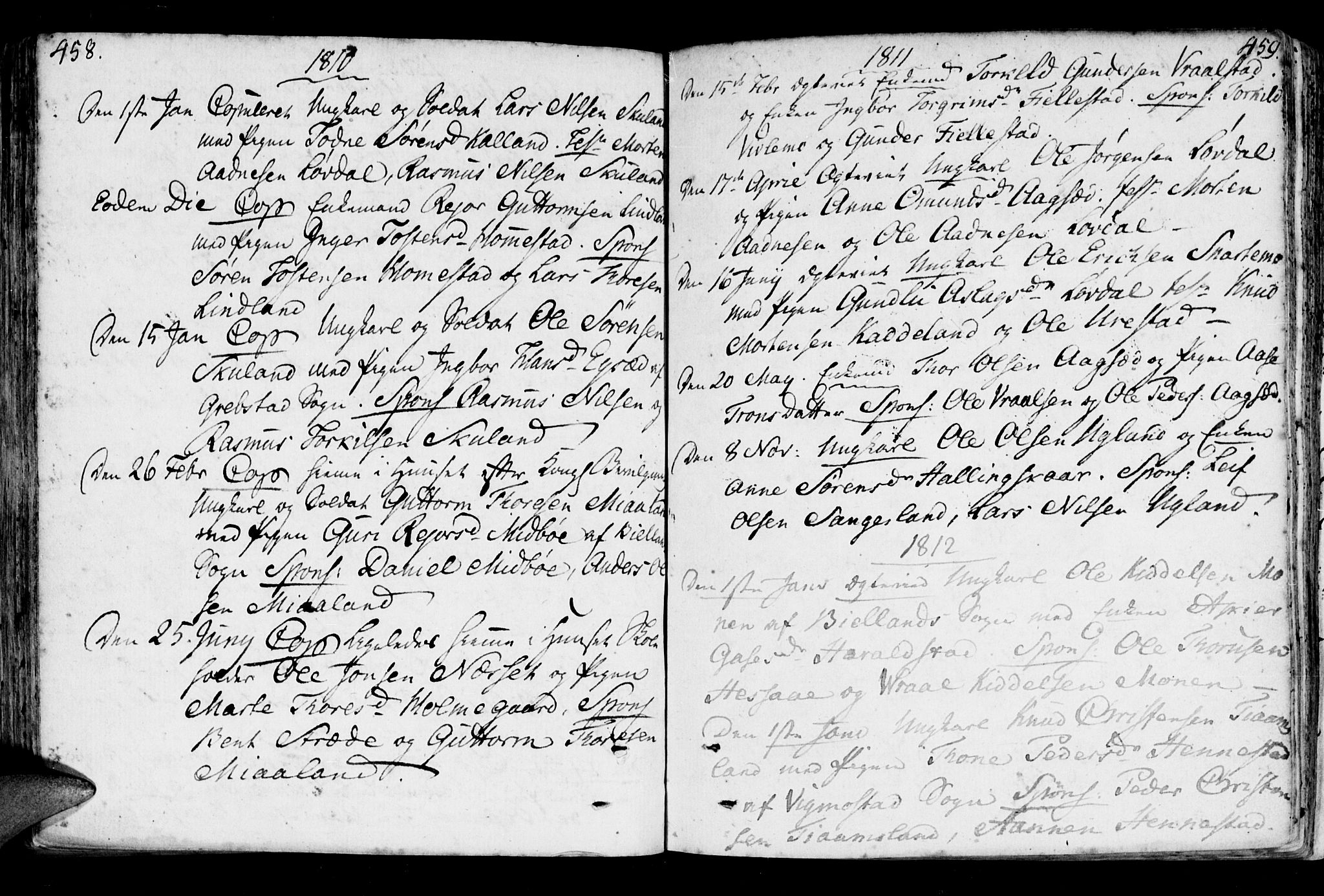 Holum sokneprestkontor, AV/SAK-1111-0022/F/Fa/Fab/L0004: Parish register (official) no. A 4, 1774-1847, p. 458-459