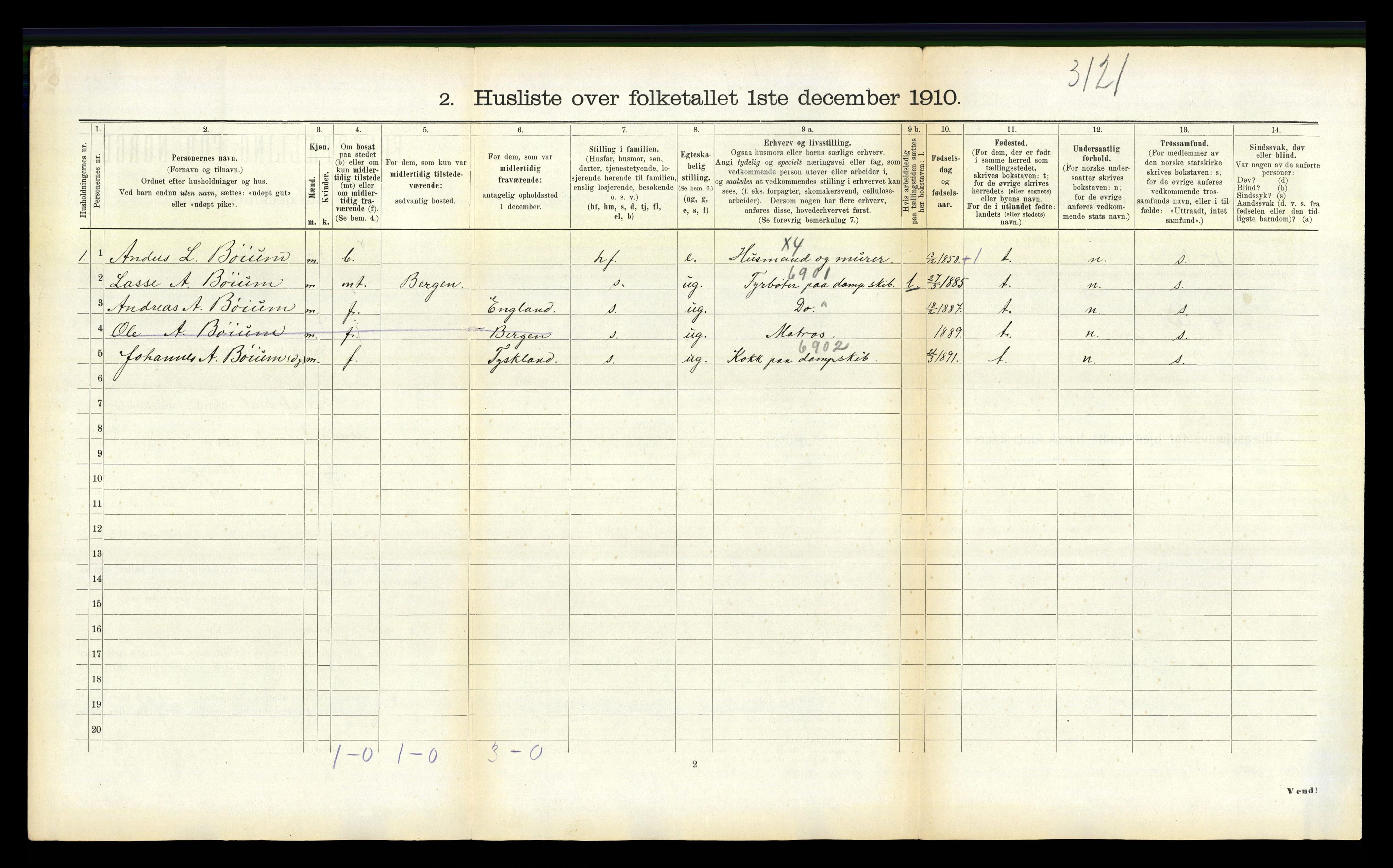 RA, 1910 census for Balestrand, 1910, p. 689