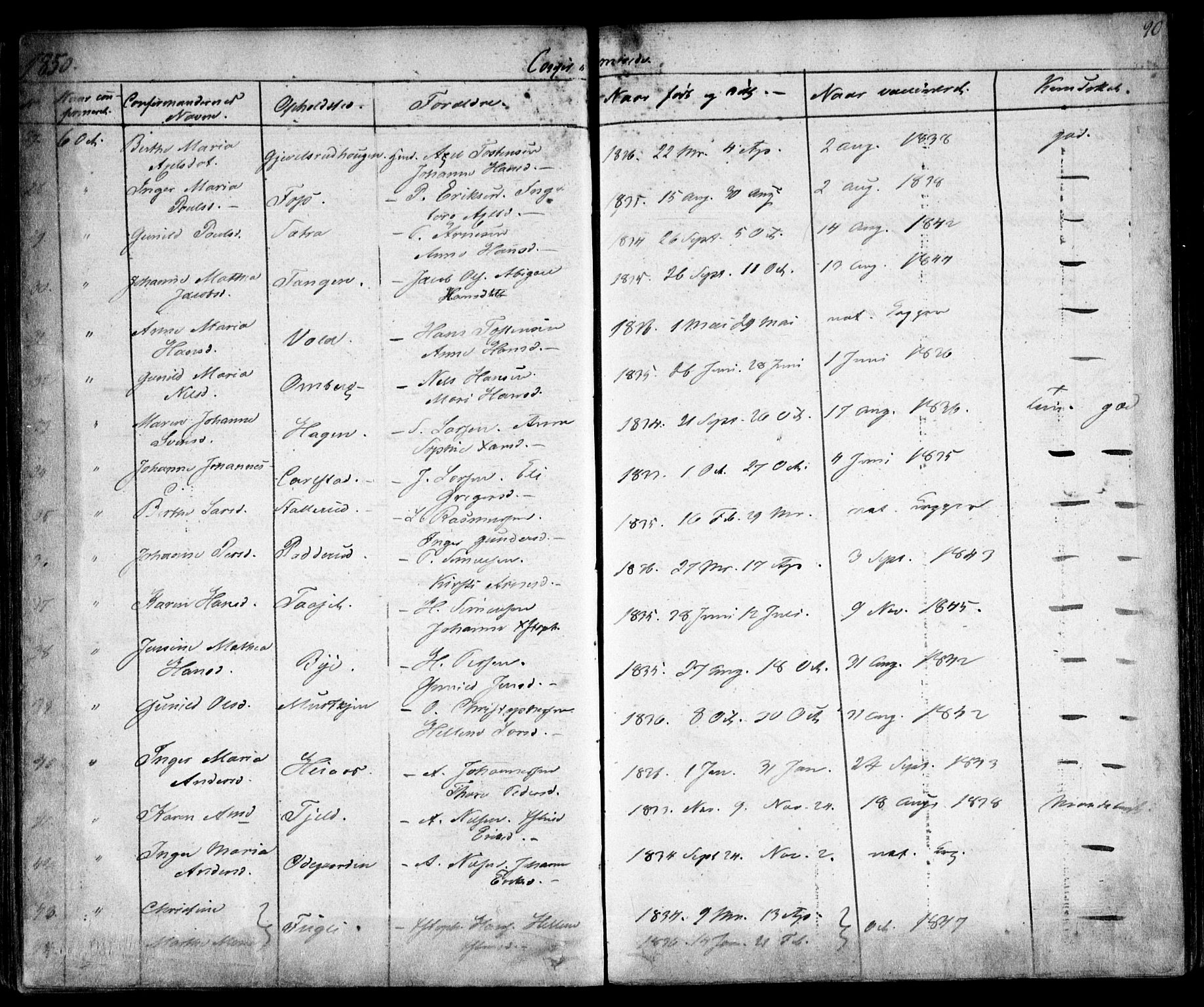 Enebakk prestekontor Kirkebøker, SAO/A-10171c/F/Fa/L0010: Parish register (official) no. I 10, 1829-1876, p. 90