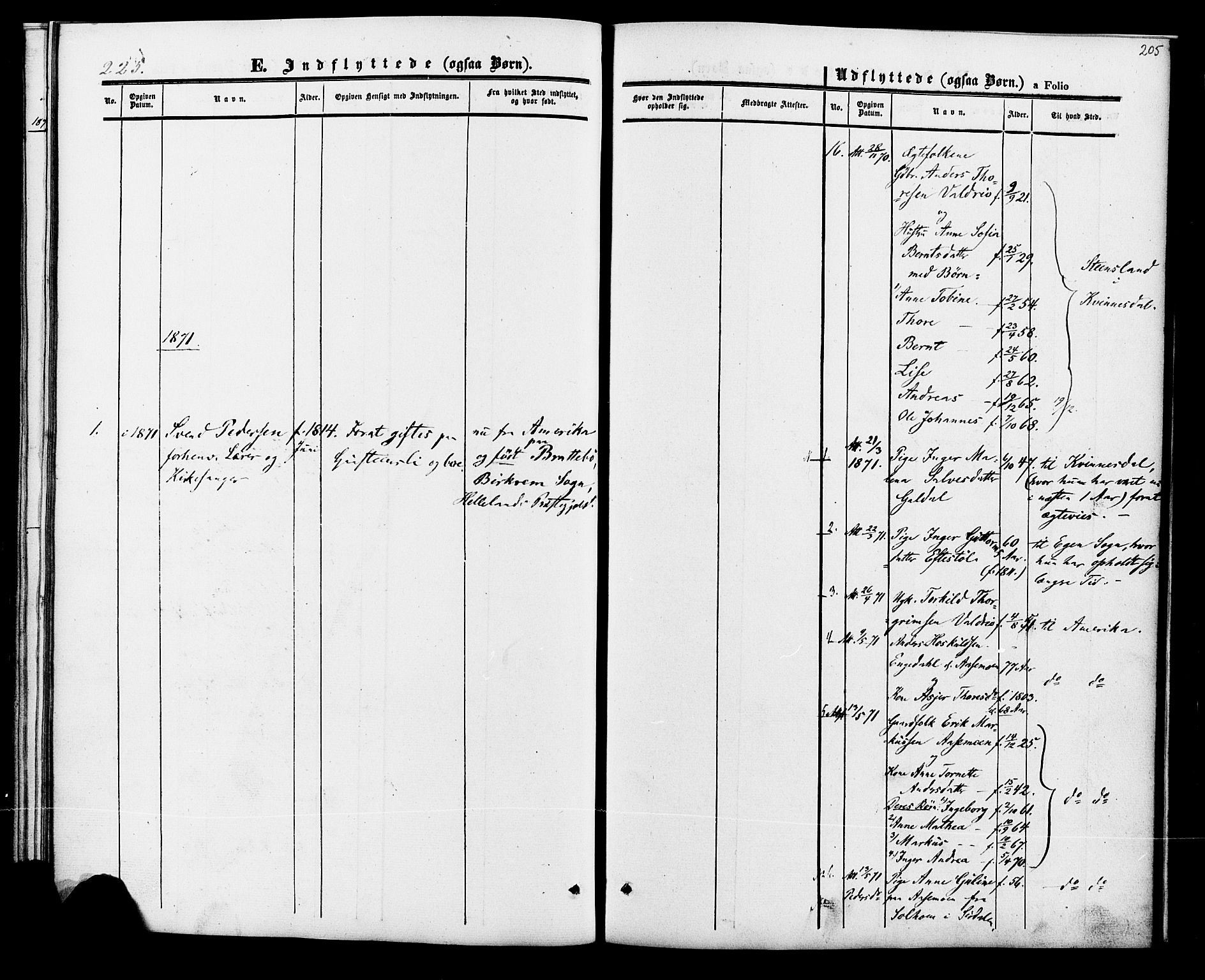 Fjotland sokneprestkontor, AV/SAK-1111-0010/F/Fa/L0001: Parish register (official) no. A 1, 1850-1879, p. 205