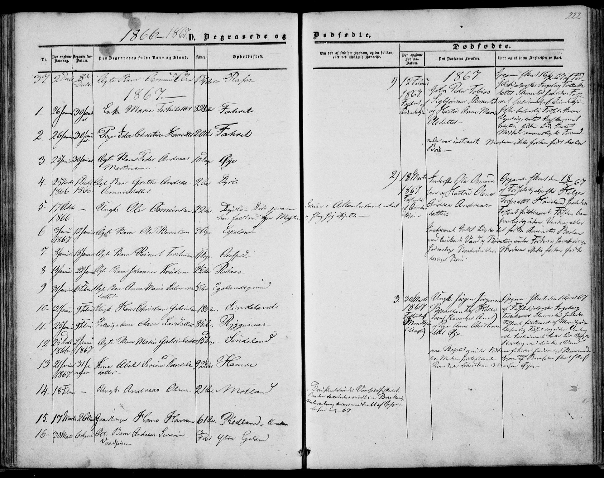 Kvinesdal sokneprestkontor, AV/SAK-1111-0026/F/Fa/Fab/L0006: Parish register (official) no. A 6, 1857-1869, p. 222