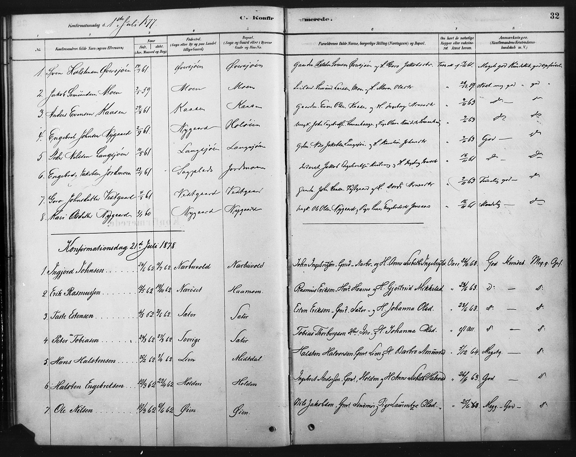 Tolga prestekontor, AV/SAH-PREST-062/K/L0007: Parish register (official) no. 7, 1877-1900, p. 32