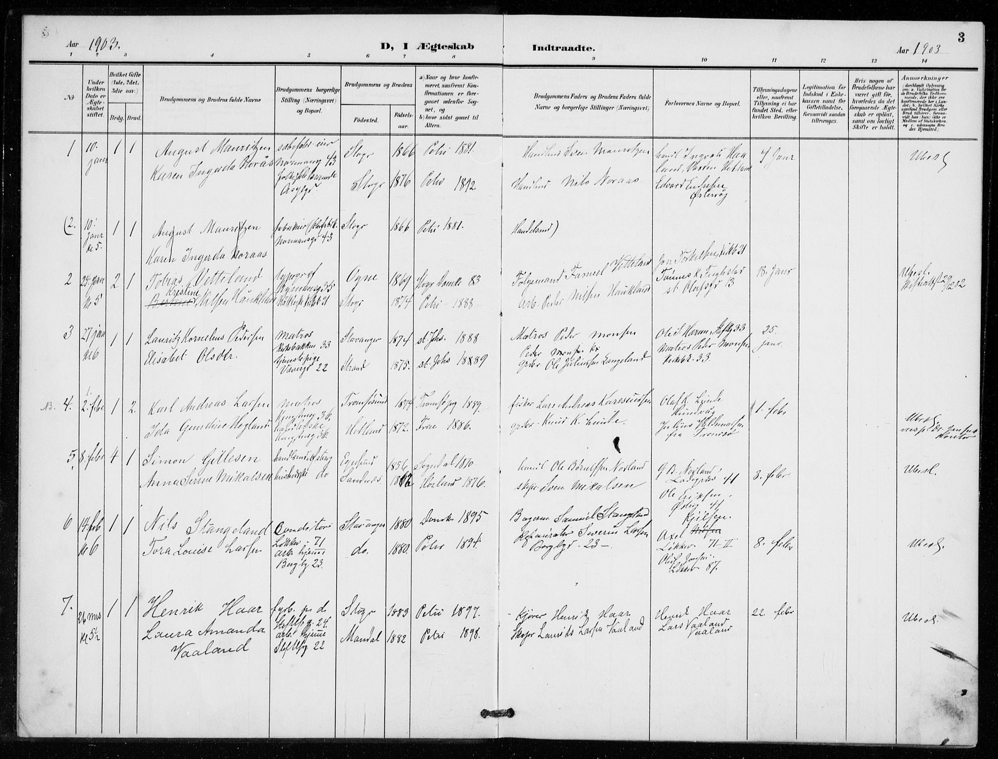 St. Petri sokneprestkontor, AV/SAST-A-101813/001/30/30BB/L0009: Parish register (copy) no. B 9, 1902-1935, p. 3