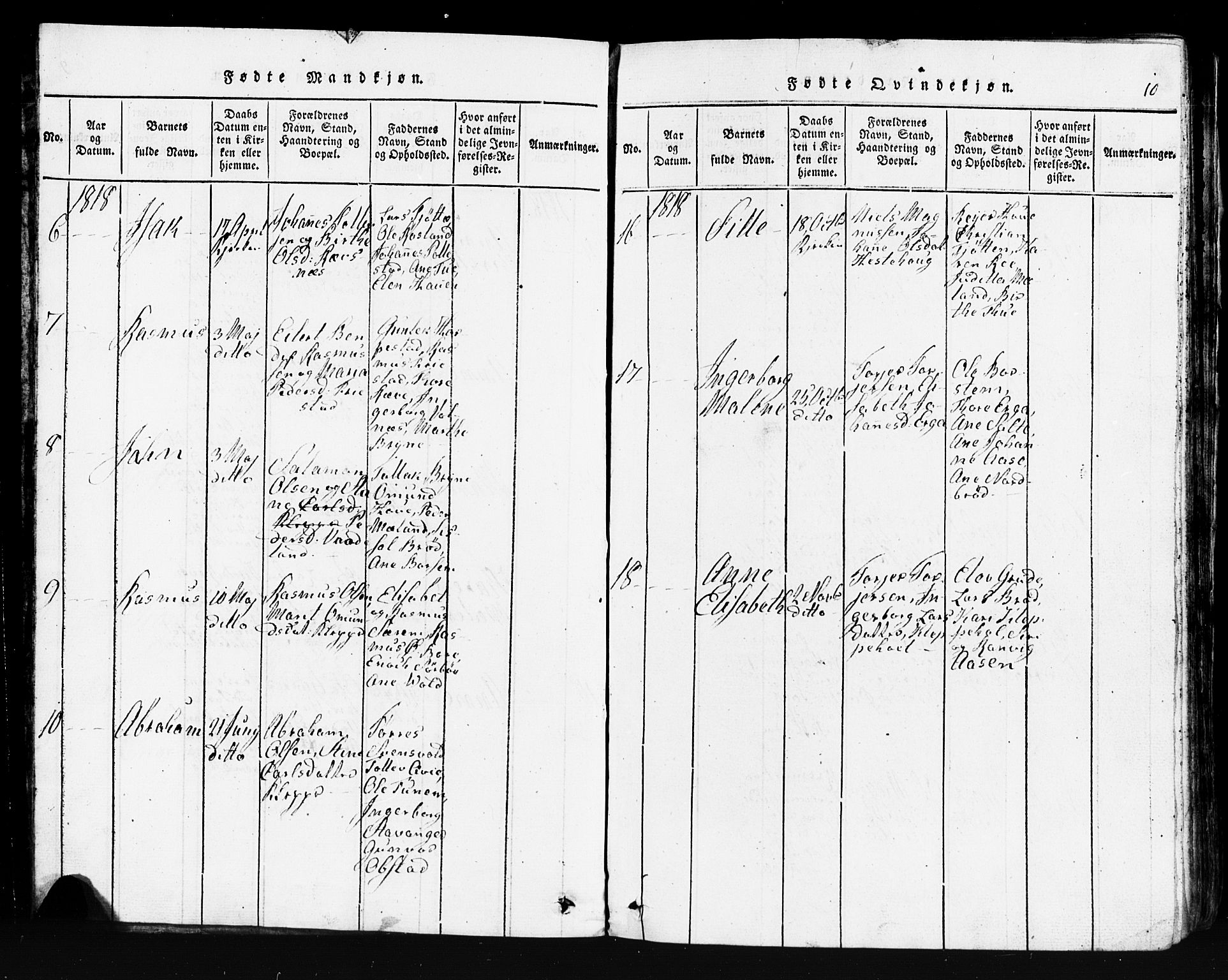 Klepp sokneprestkontor, SAST/A-101803/001/3/30BB/L0001: Parish register (copy) no.  B 1, 1816-1859, p. 10