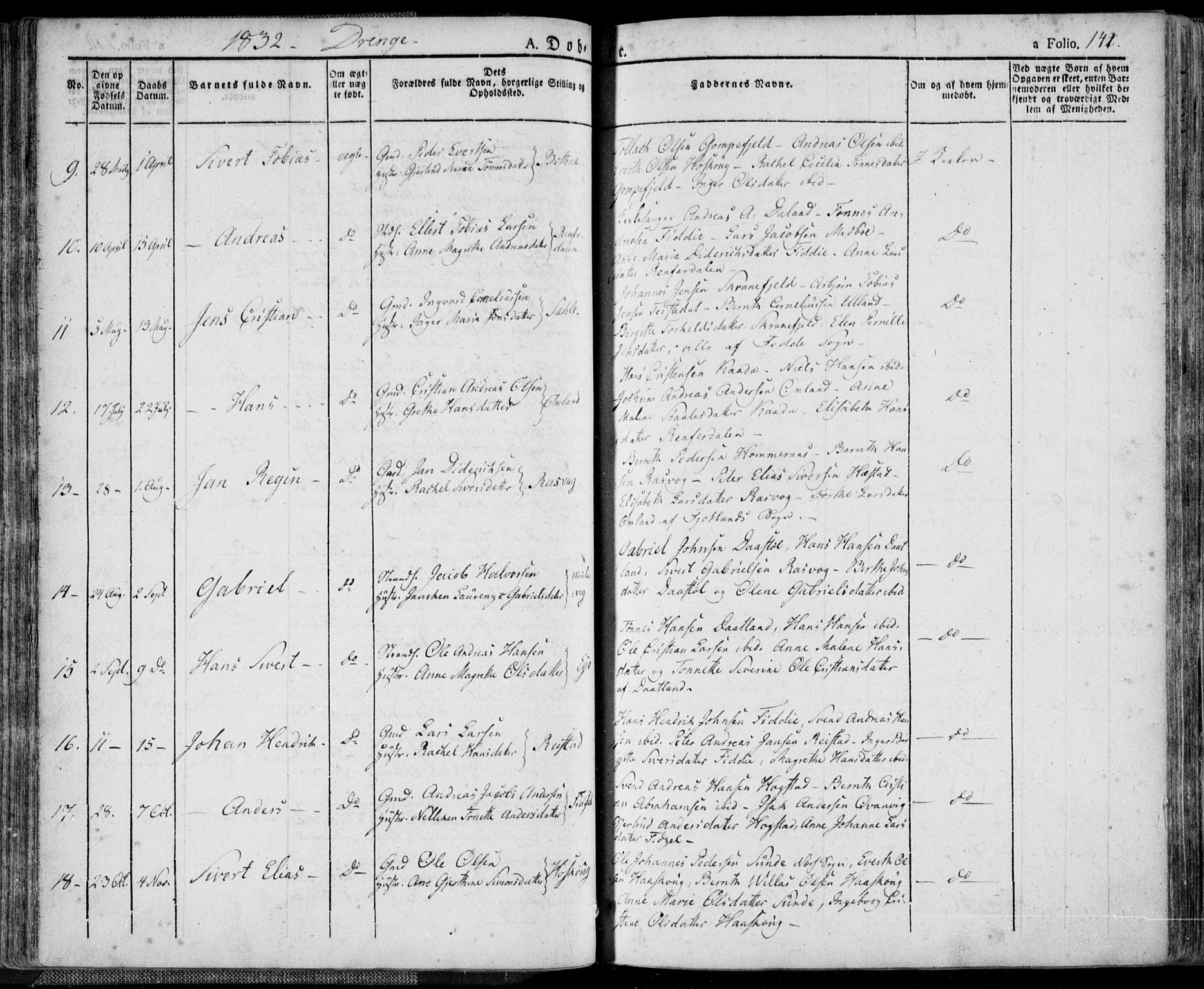 Flekkefjord sokneprestkontor, AV/SAK-1111-0012/F/Fa/Fac/L0003: Parish register (official) no. A 3, 1826-1841, p. 141