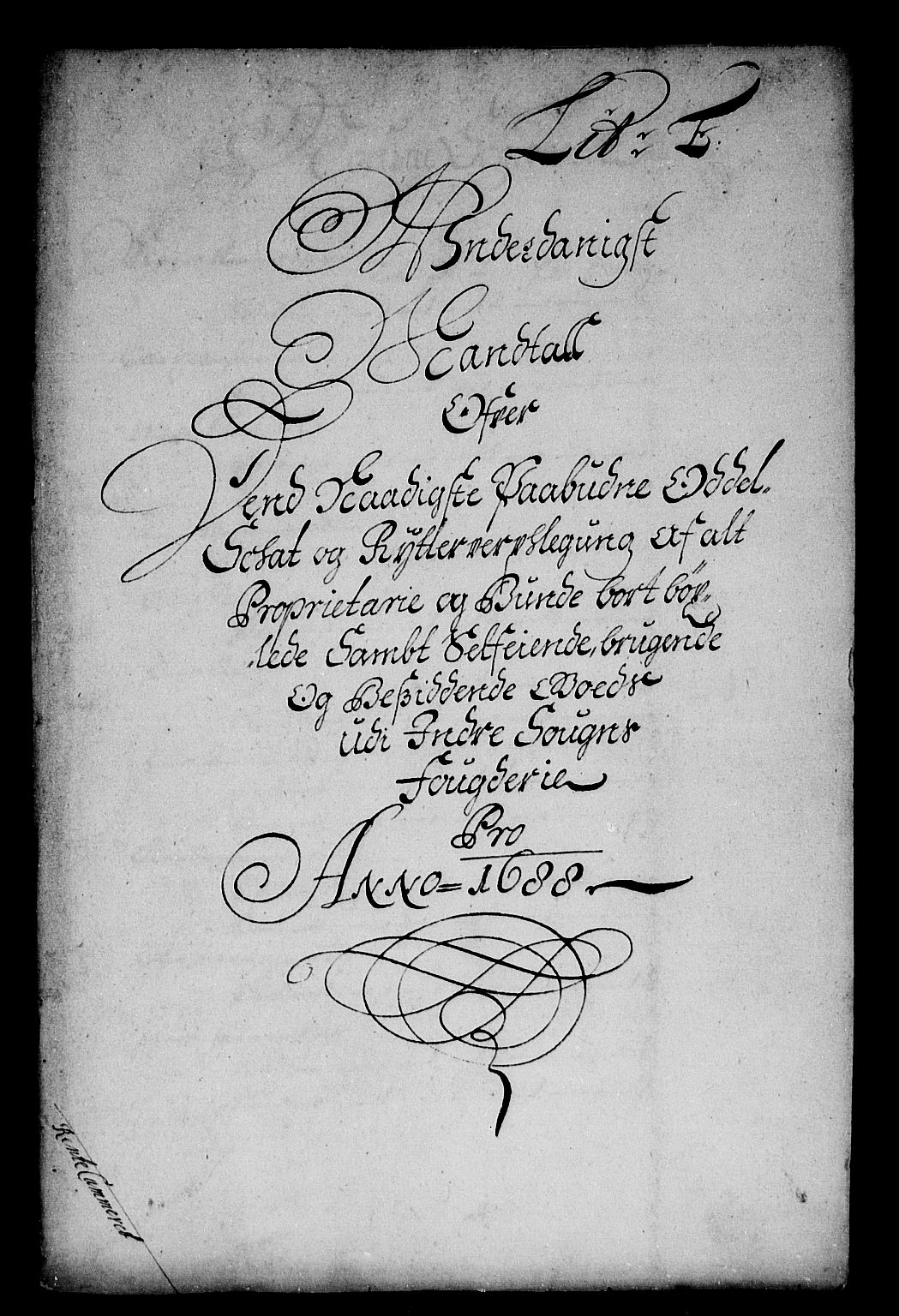 Rentekammeret inntil 1814, Reviderte regnskaper, Stiftamtstueregnskaper, Bergen stiftamt, RA/EA-6043/R/Rc/L0088: Bergen stiftamt, 1688