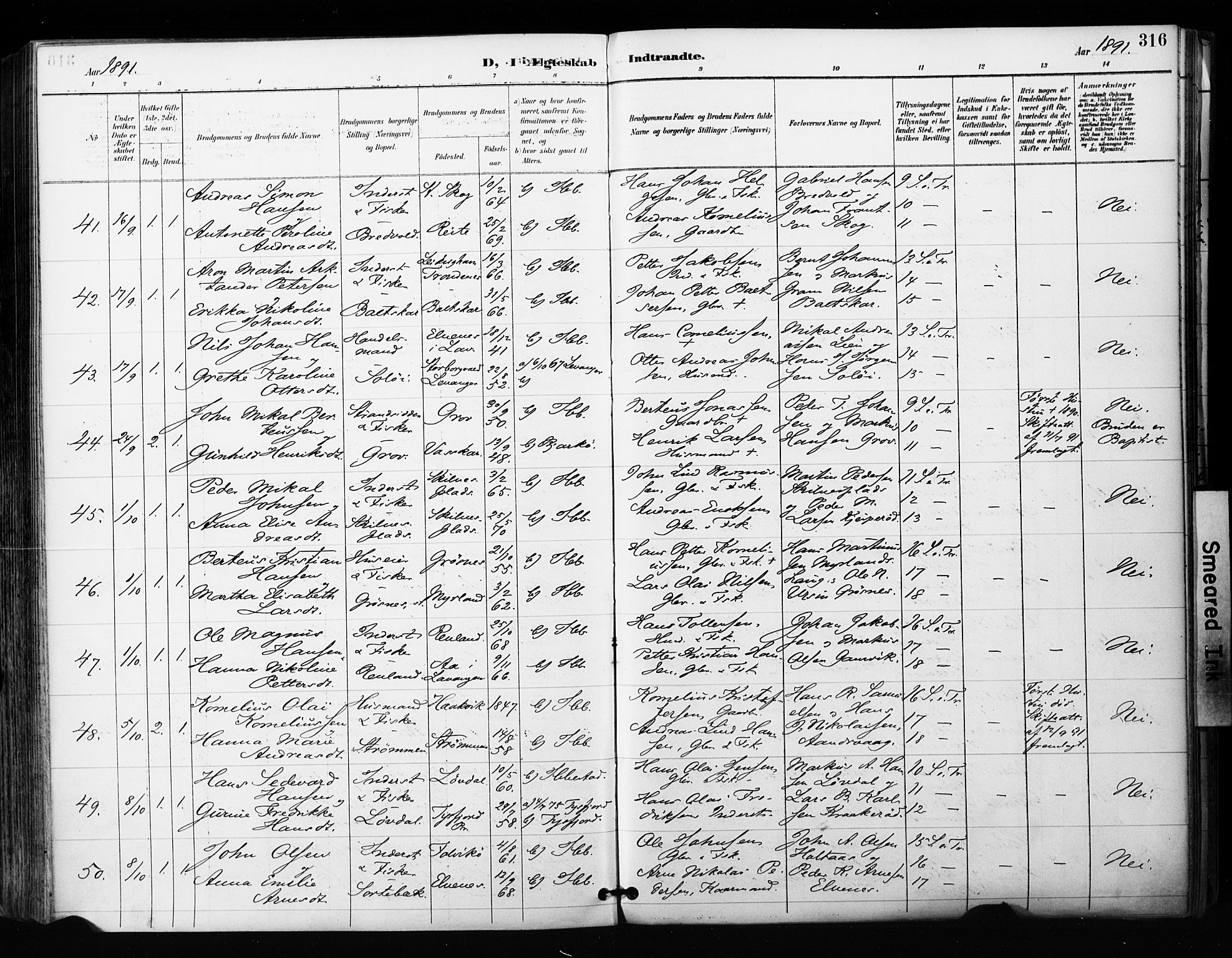 Ibestad sokneprestembete, SATØ/S-0077/H/Ha/Haa/L0012kirke: Parish register (official) no. 12, 1890-1900, p. 316