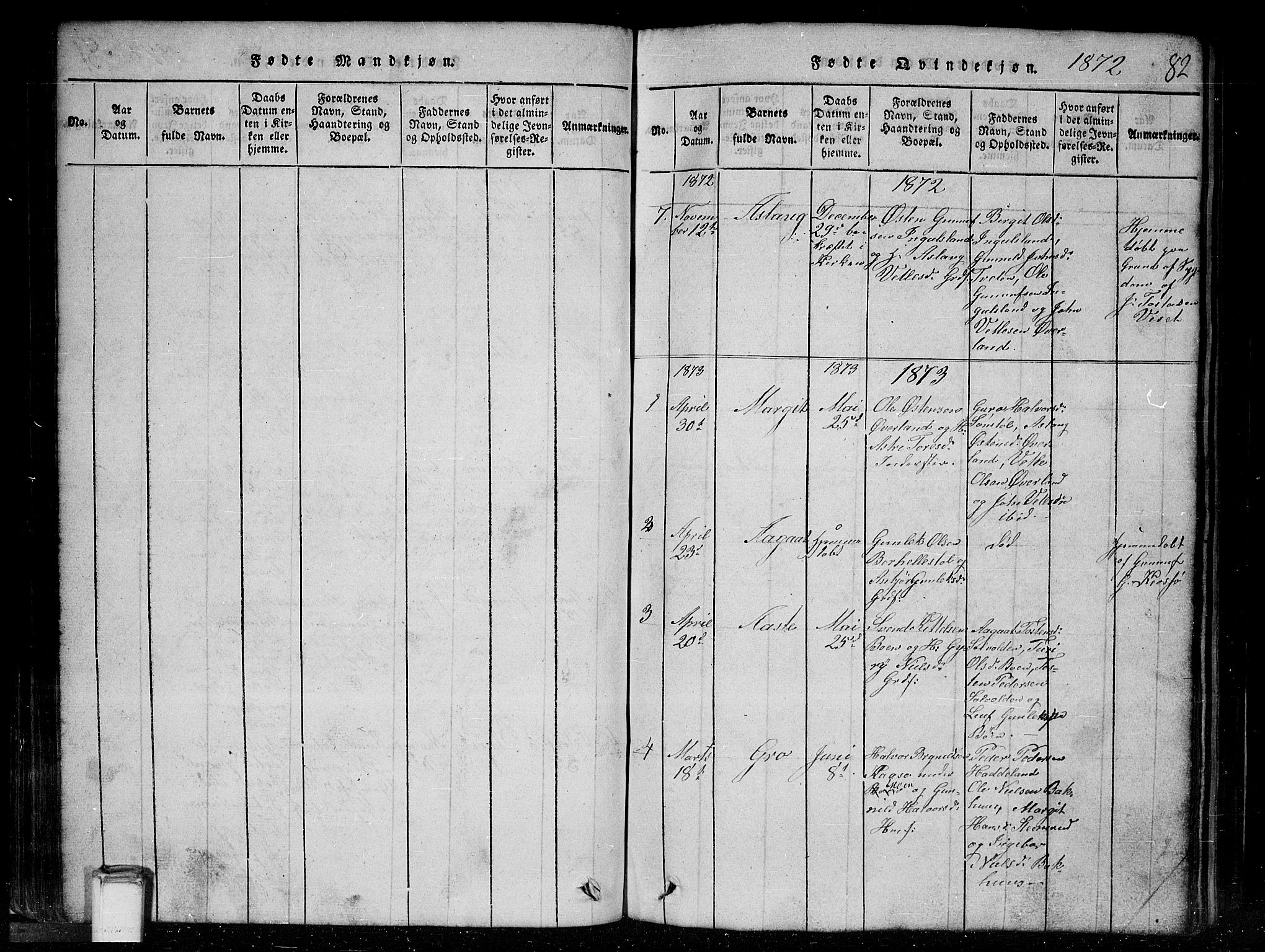 Tinn kirkebøker, AV/SAKO-A-308/G/Gc/L0001: Parish register (copy) no. III 1, 1815-1879, p. 82