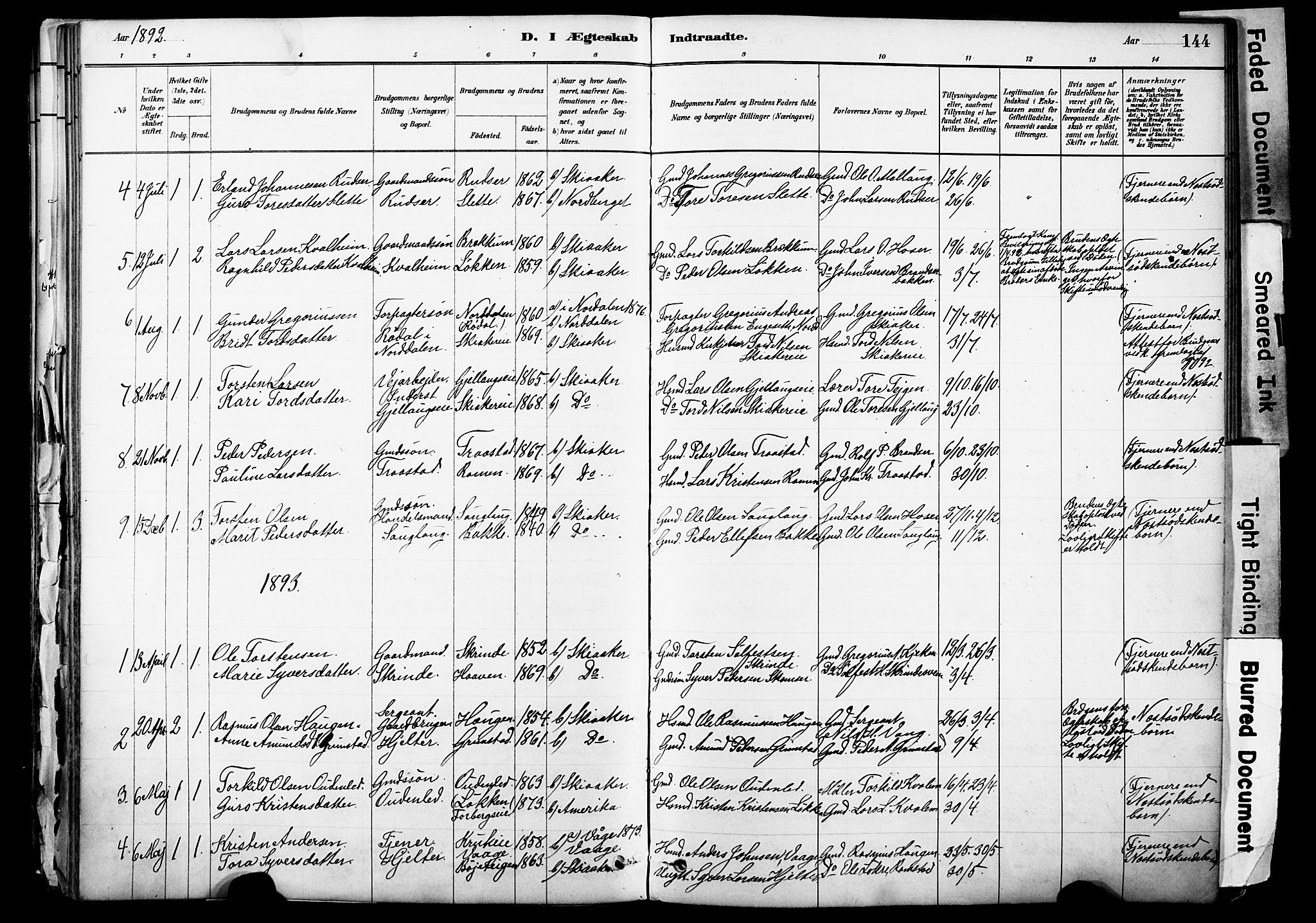 Skjåk prestekontor, SAH/PREST-072/H/Ha/Haa/L0003: Parish register (official) no. 3, 1880-1907, p. 144