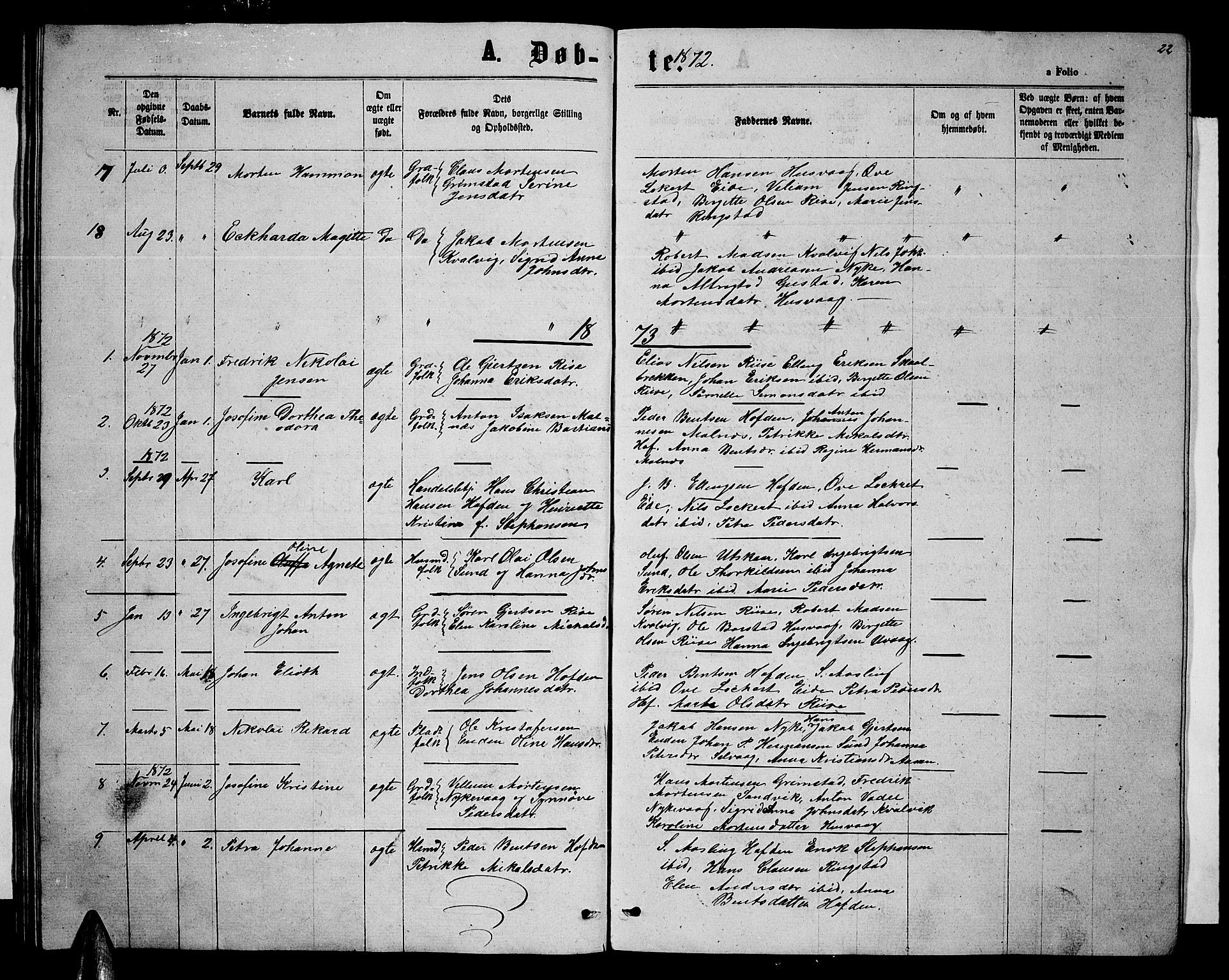 Ministerialprotokoller, klokkerbøker og fødselsregistre - Nordland, SAT/A-1459/892/L1324: Parish register (copy) no. 892C01, 1865-1879, p. 22