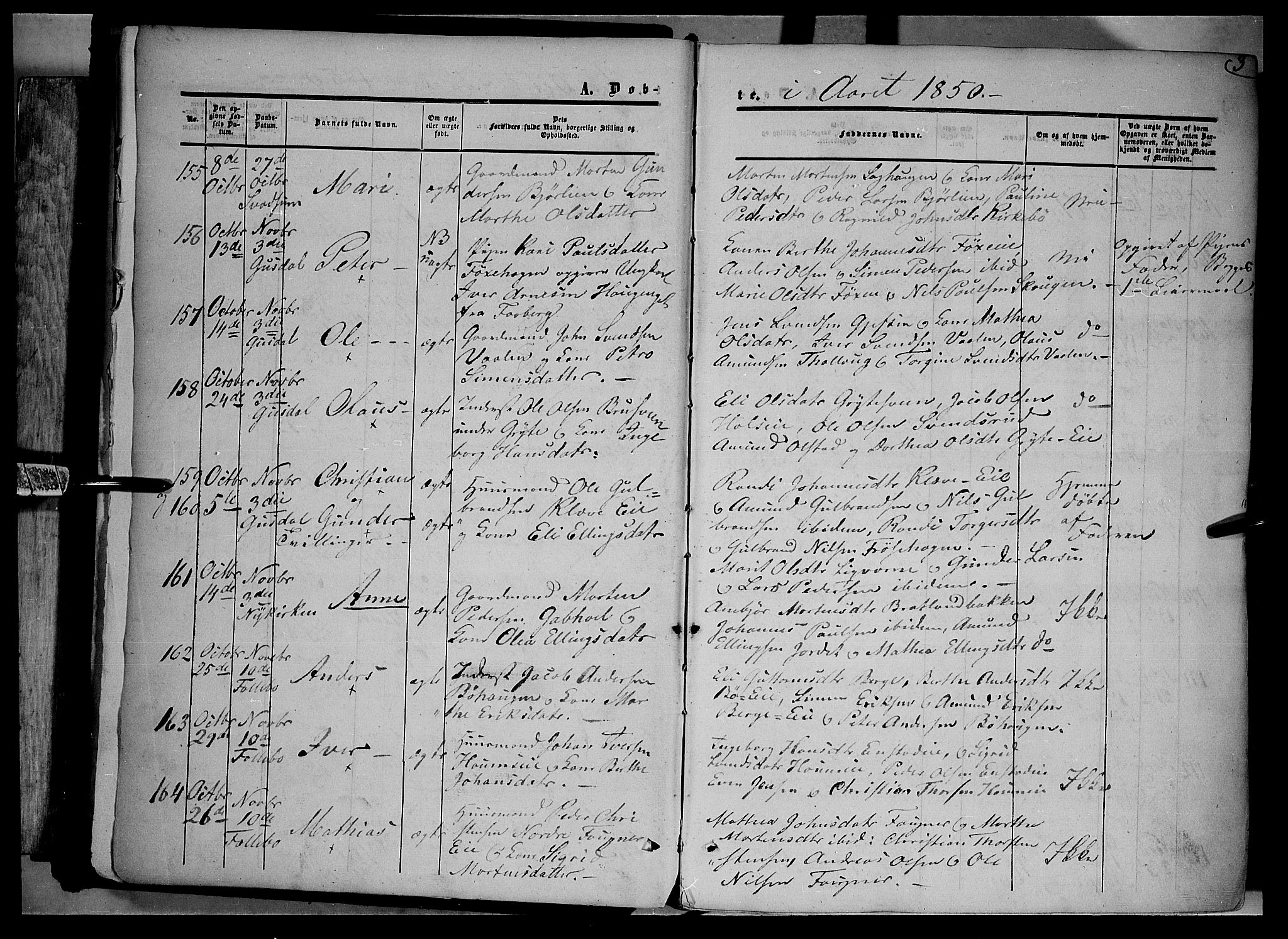 Gausdal prestekontor, SAH/PREST-090/H/Ha/Haa/L0008: Parish register (official) no. 8, 1850-1861, p. 3