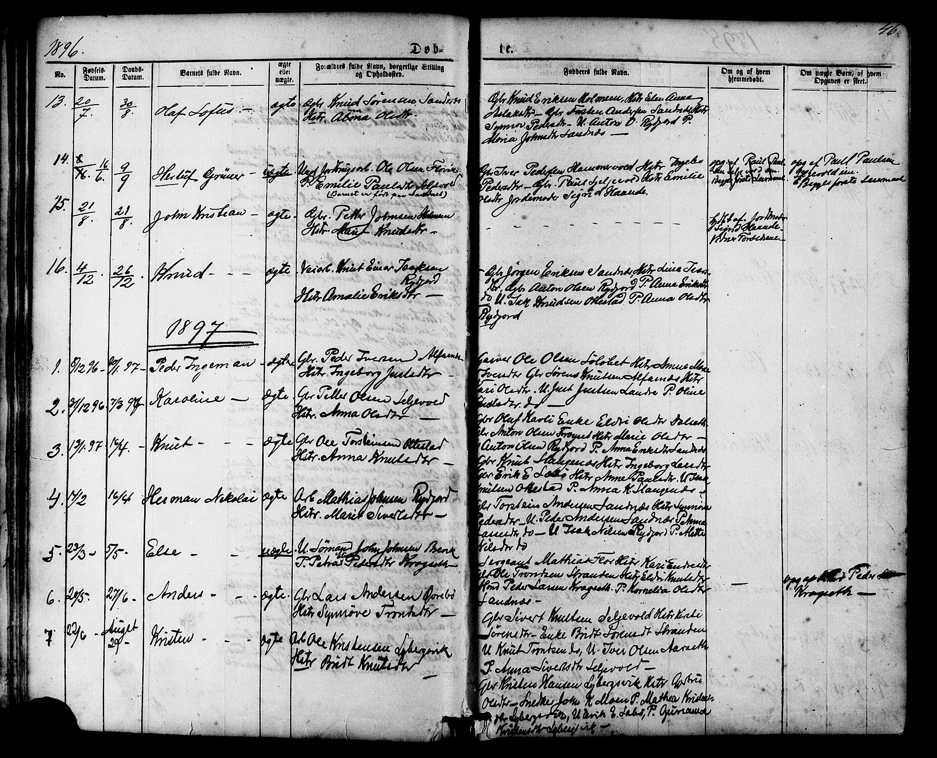 Ministerialprotokoller, klokkerbøker og fødselsregistre - Møre og Romsdal, SAT/A-1454/548/L0614: Parish register (copy) no. 548C02, 1867-1917, p. 46