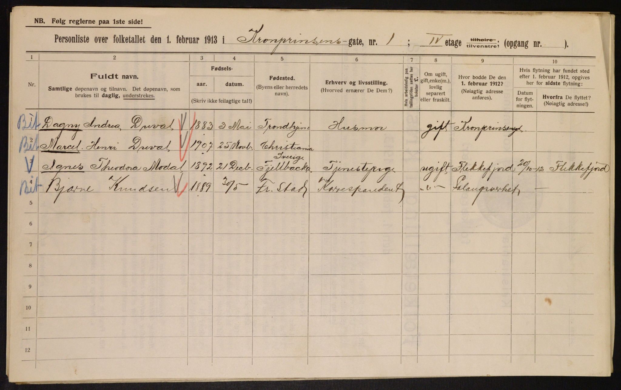 OBA, Municipal Census 1913 for Kristiania, 1913, p. 54179