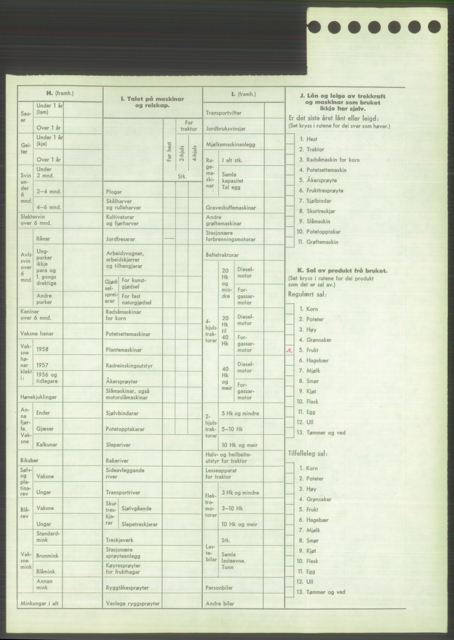 Statistisk sentralbyrå, Næringsøkonomiske emner, Jordbruk, skogbruk, jakt, fiske og fangst, AV/RA-S-2234/G/Gd/L0373: Rogaland: 1130 Strand (kl. 1-2), 1131 Årdal og 1132 Fister, 1959, p. 1518