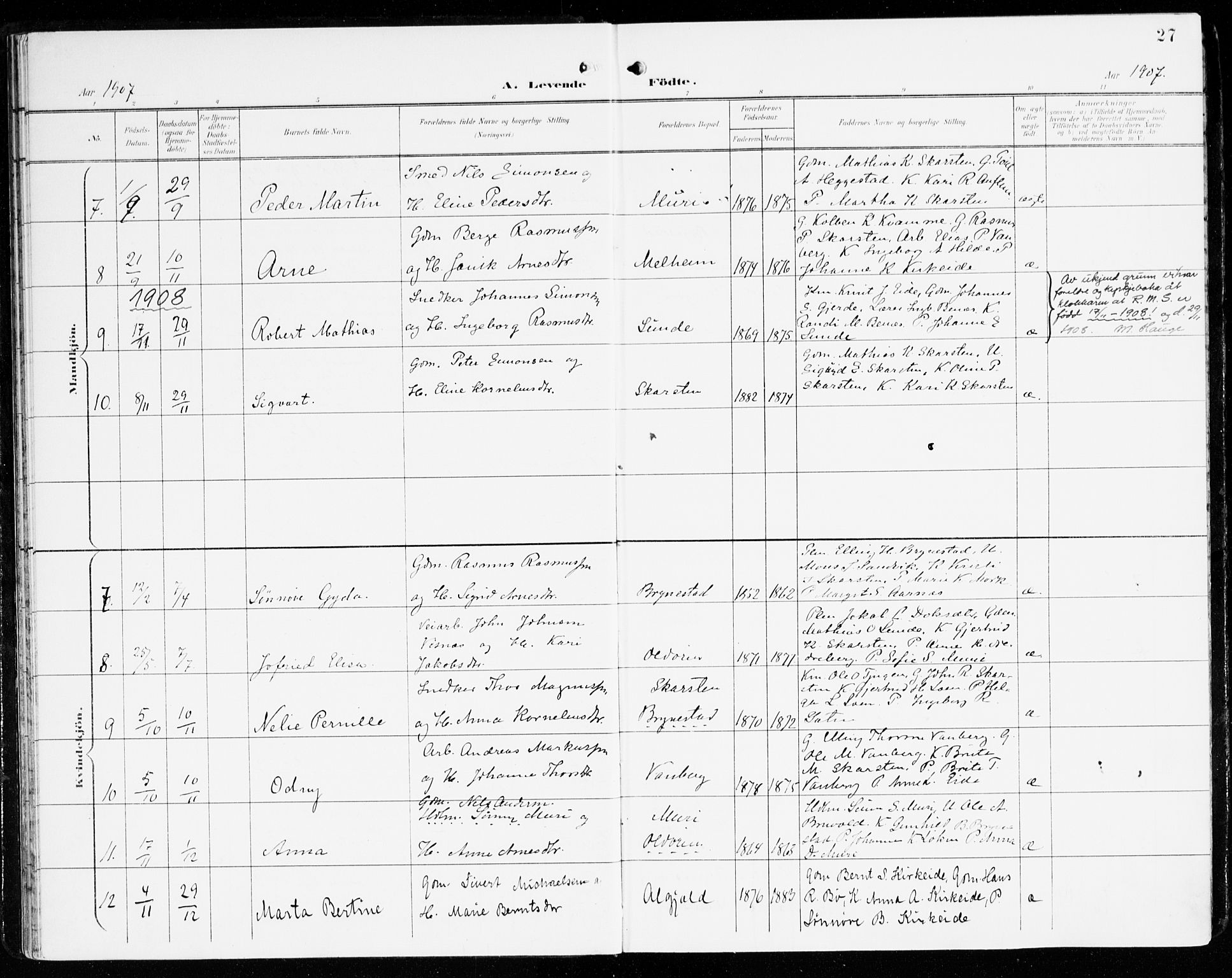 Innvik sokneprestembete, AV/SAB-A-80501: Parish register (official) no. C 2, 1900-1920, p. 27