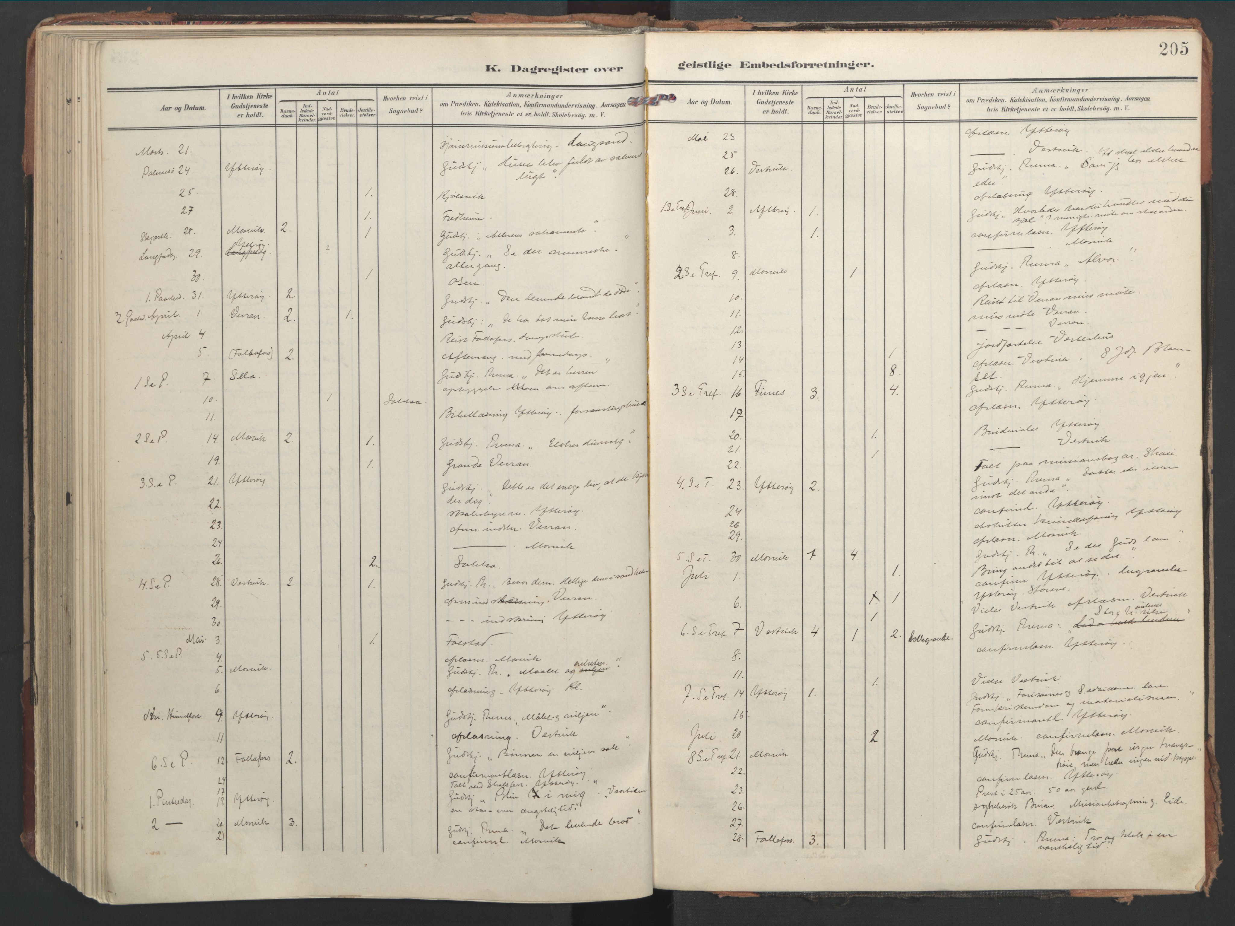 Ministerialprotokoller, klokkerbøker og fødselsregistre - Nord-Trøndelag, SAT/A-1458/744/L0421: Parish register (official) no. 744A05, 1905-1930, p. 205