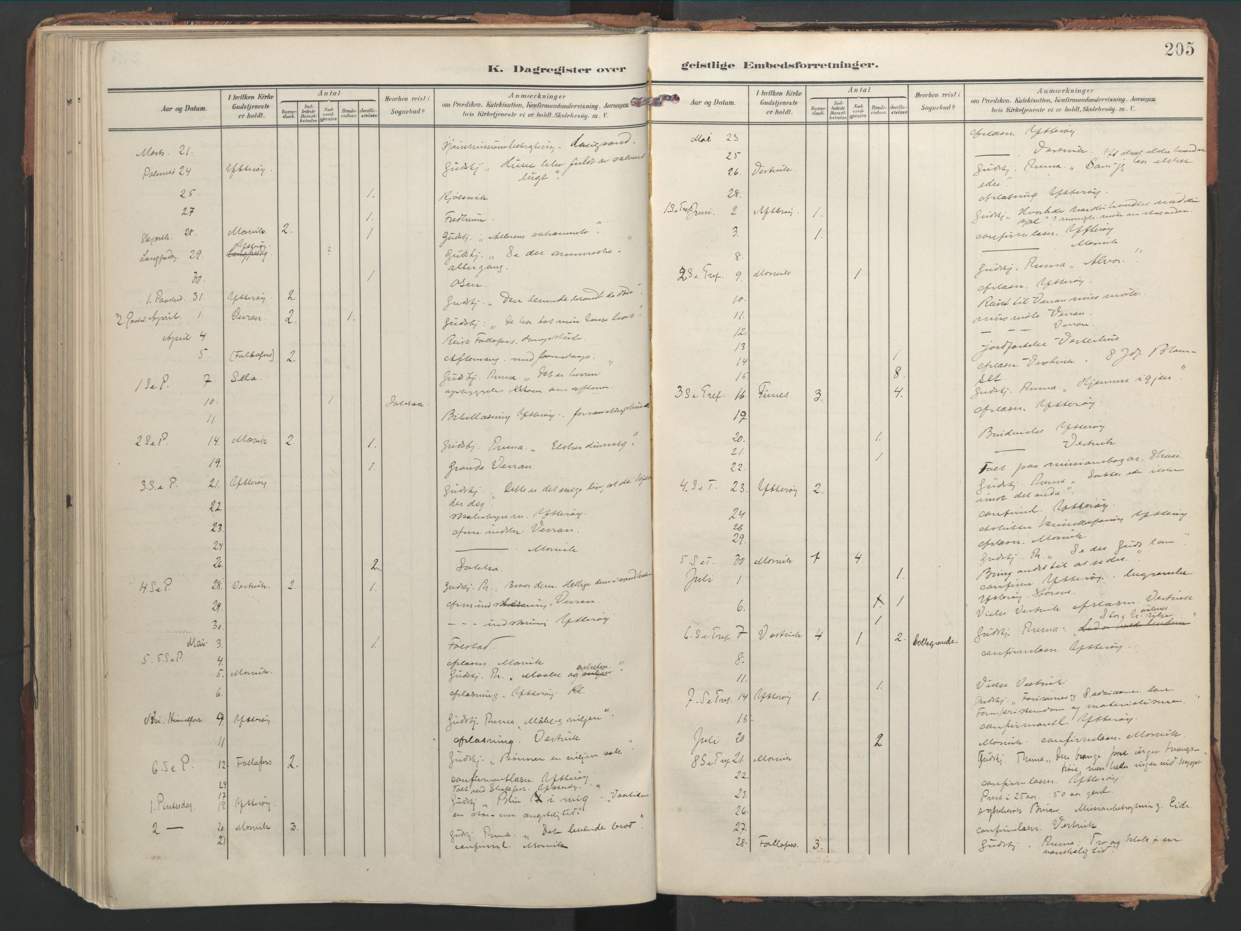 Ministerialprotokoller, klokkerbøker og fødselsregistre - Nord-Trøndelag, AV/SAT-A-1458/744/L0421: Parish register (official) no. 744A05, 1905-1930, p. 205