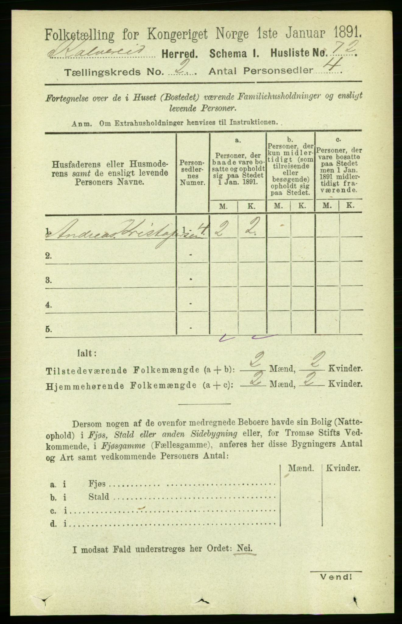 RA, 1891 census for 1752 Kolvereid, 1891, p. 320