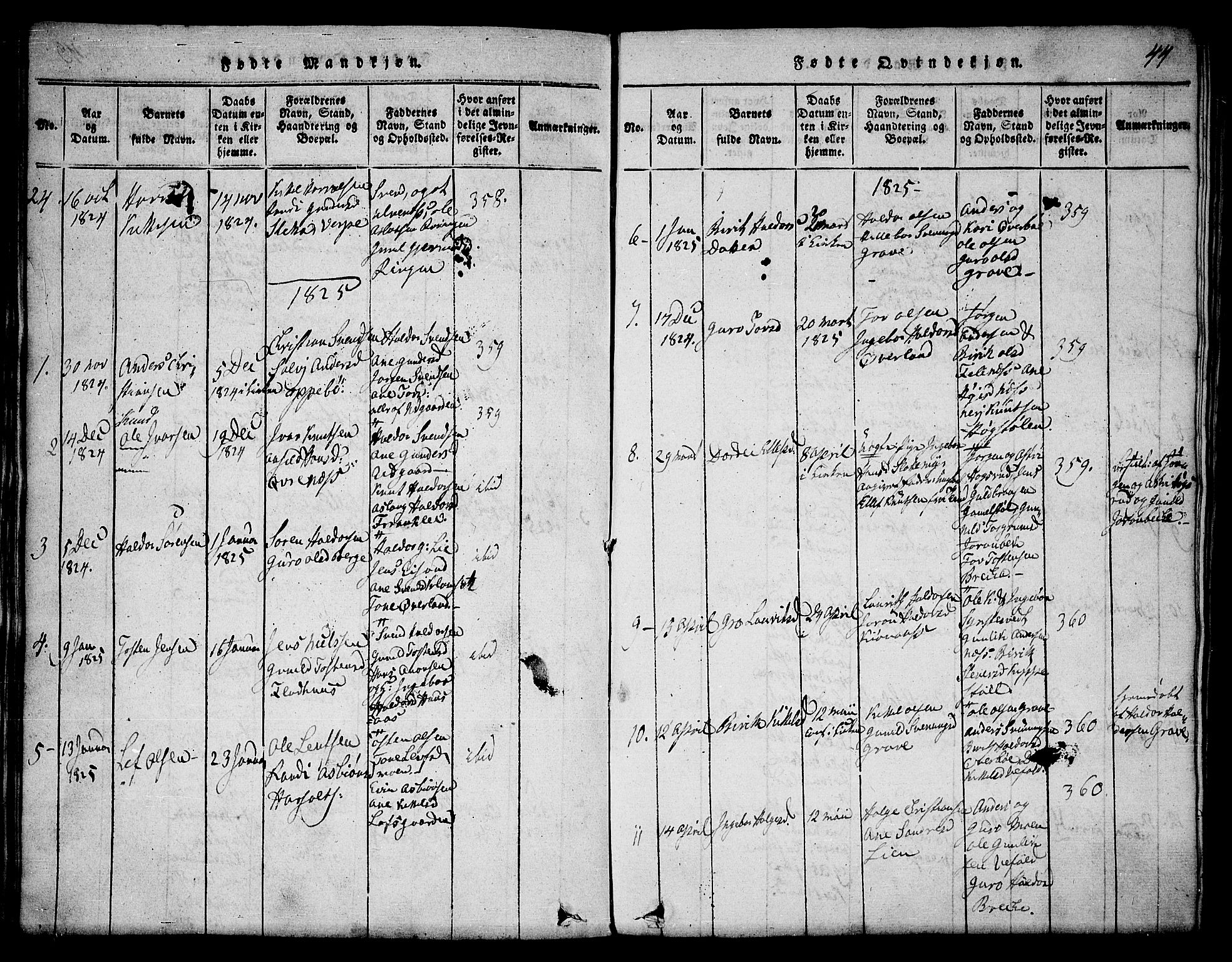 Seljord kirkebøker, SAKO/A-20/F/Fa/L0010: Parish register (official) no. I 10, 1815-1831, p. 44