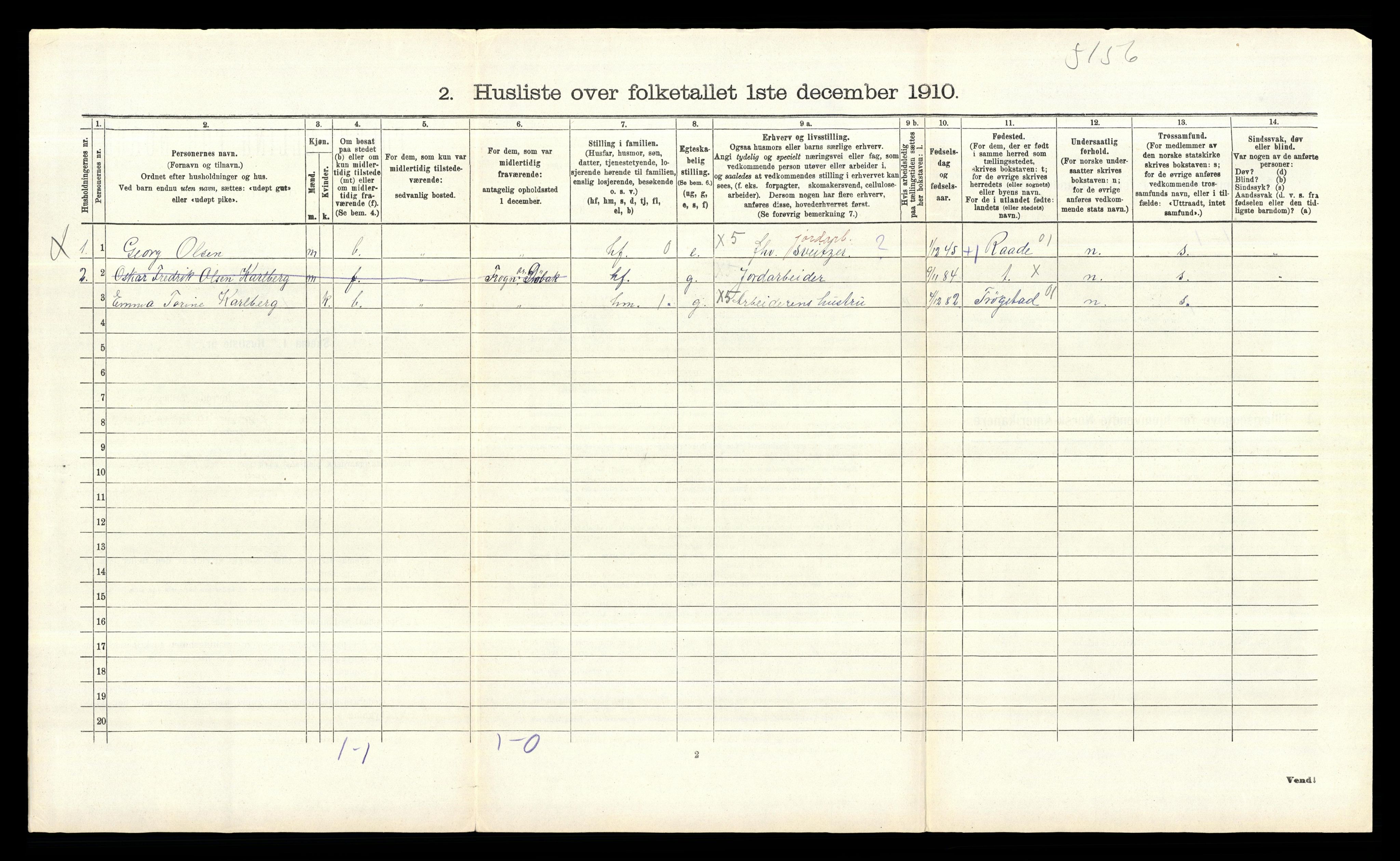 RA, 1910 census for Rygge, 1910, p. 269