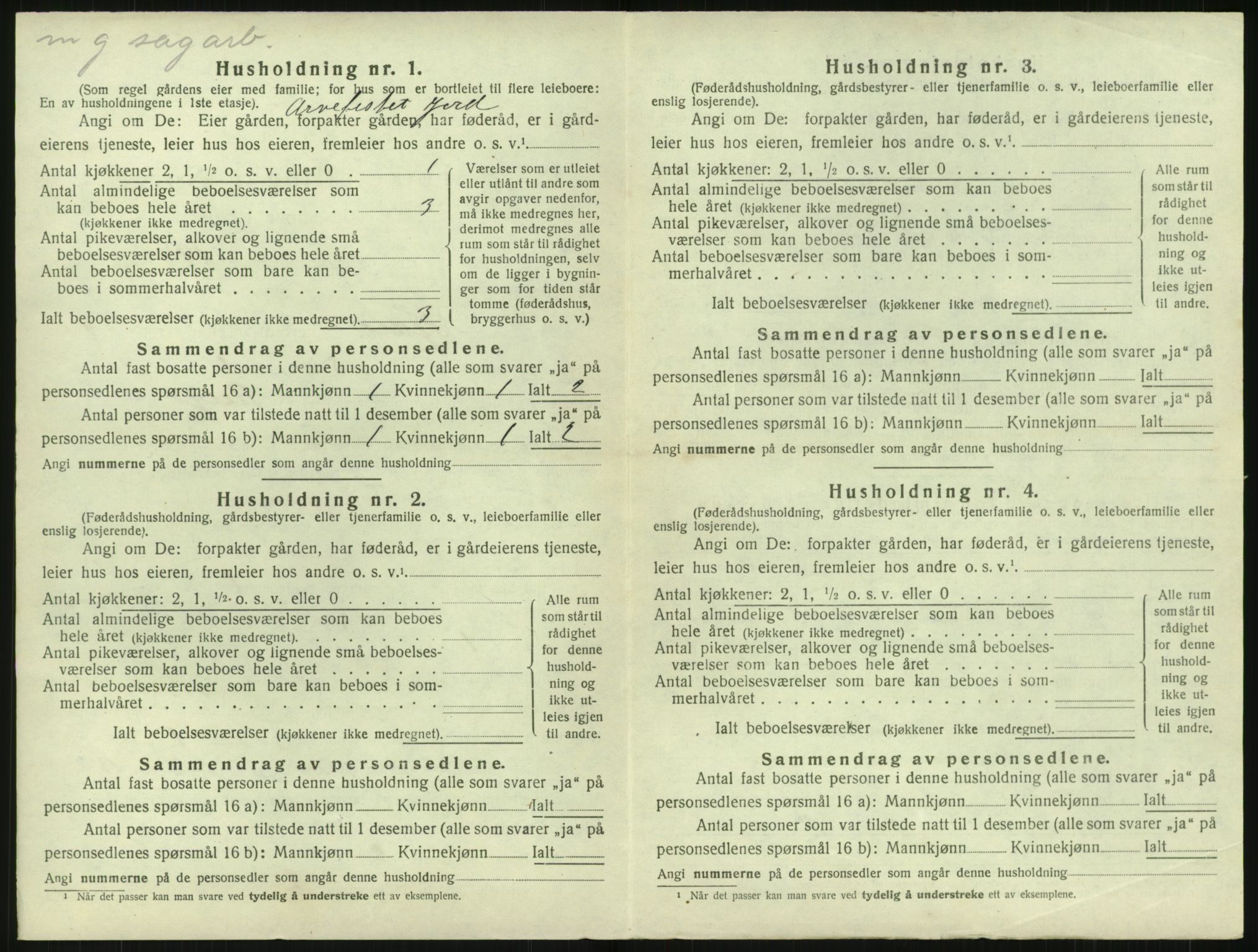 SAK, 1920 census for Fjære, 1920, p. 1638