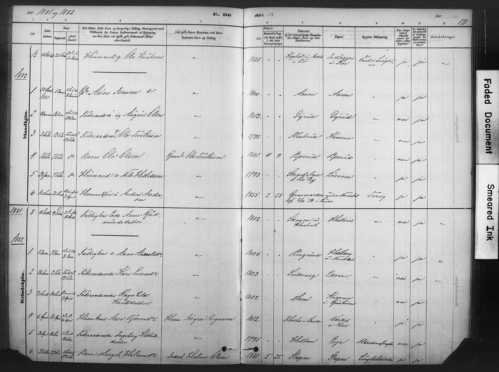 Sauherad kirkebøker, SAKO/A-298/F/Fb/L0002: Parish register (official) no. II 2, 1878-1901, p. 171