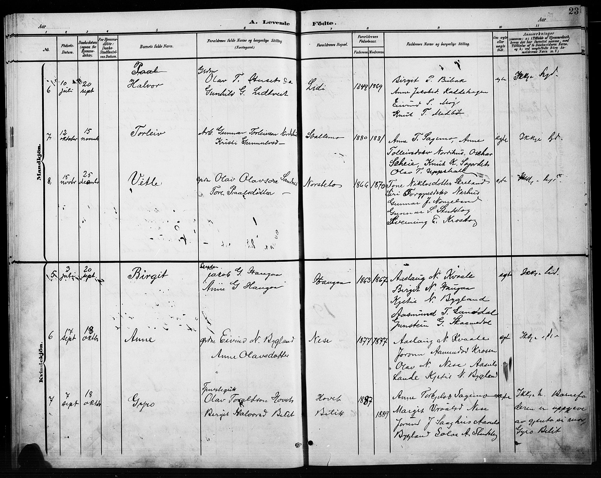 Bygland sokneprestkontor, SAK/1111-0006/F/Fb/Fbb/L0004: Parish register (copy) no. B 4, 1902-1920, p. 23