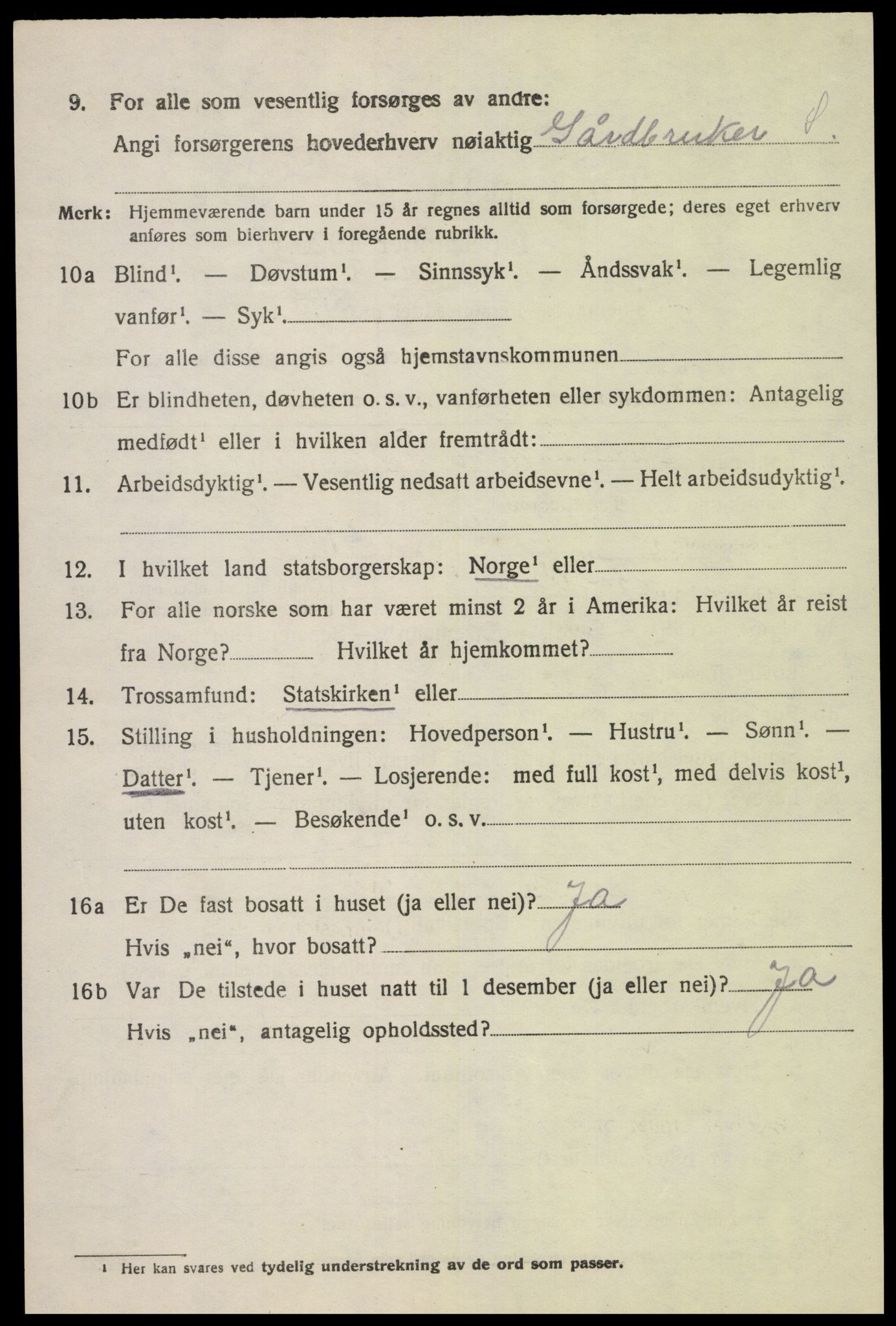 SAK, 1920 census for Fjotland, 1920, p. 903