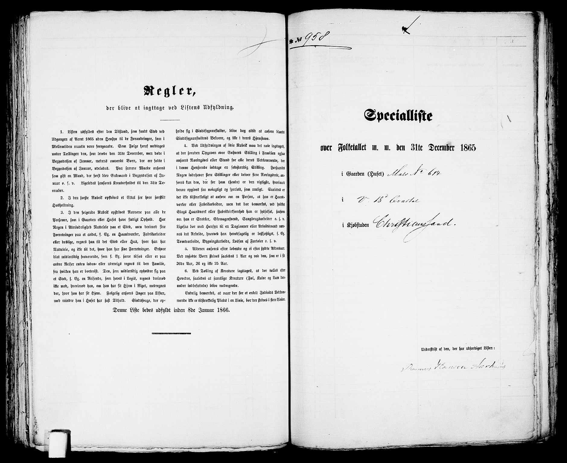 RA, 1865 census for Kristiansand, 1865, p. 1955