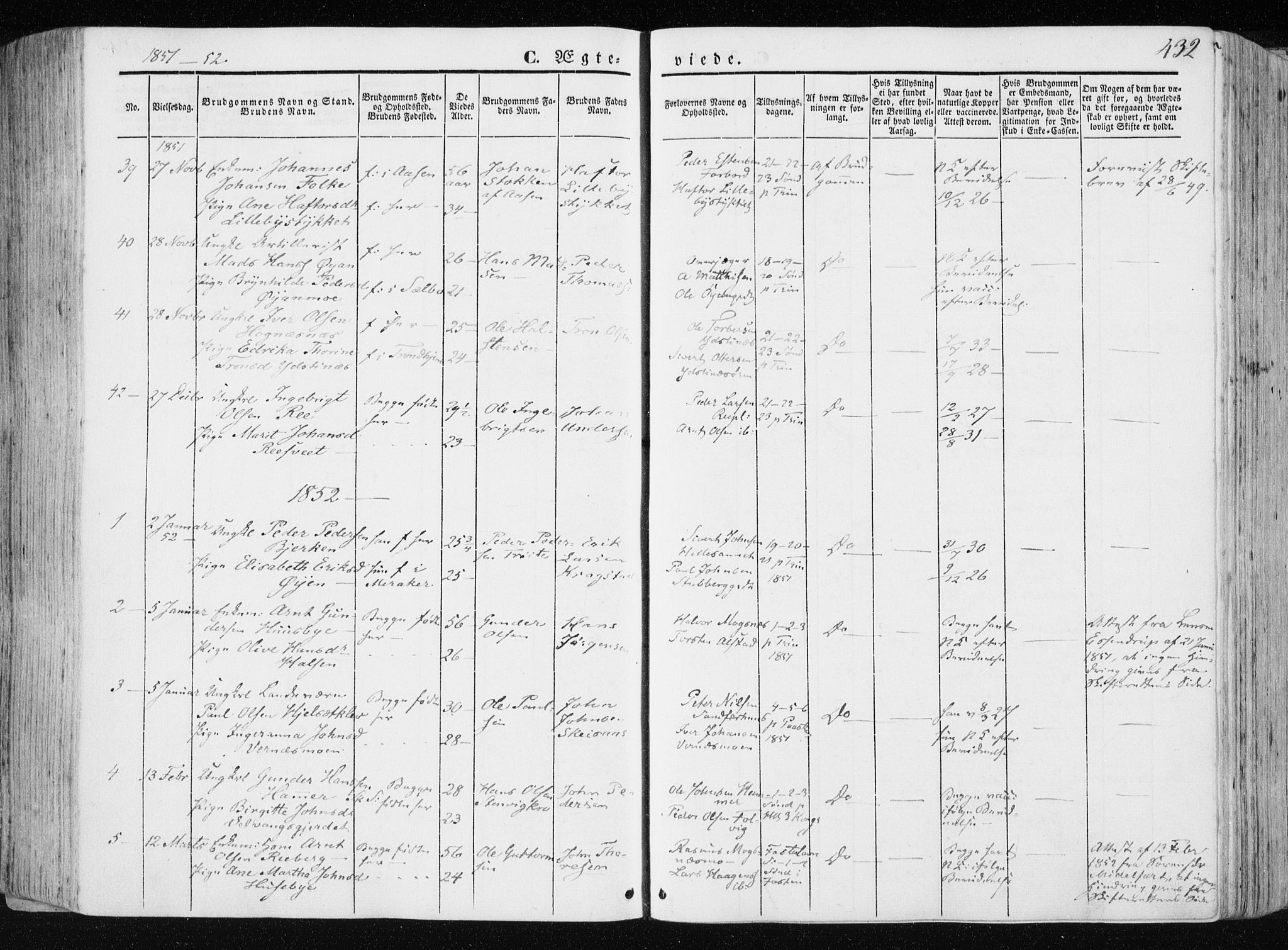 Ministerialprotokoller, klokkerbøker og fødselsregistre - Nord-Trøndelag, SAT/A-1458/709/L0074: Parish register (official) no. 709A14, 1845-1858, p. 432