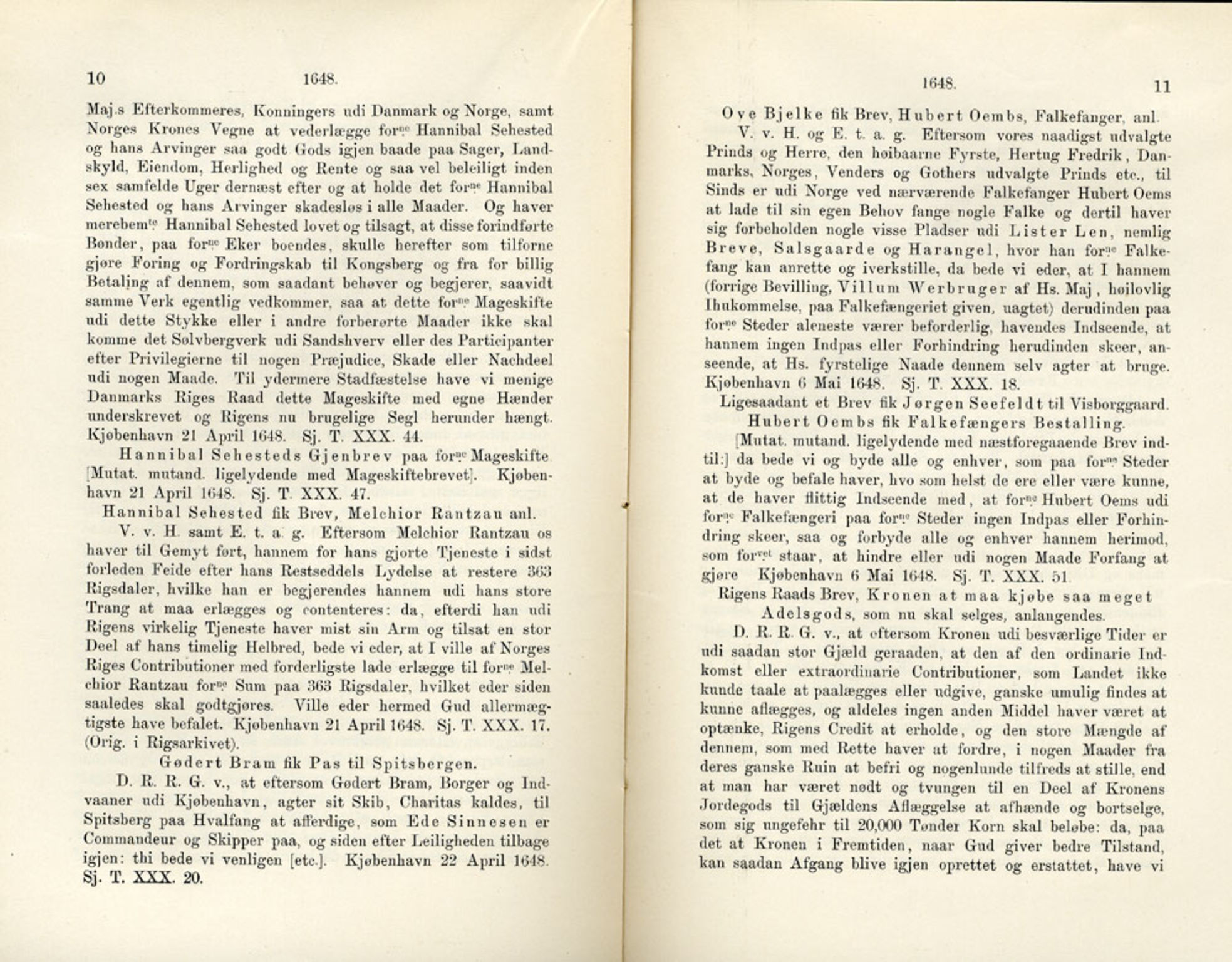 Publikasjoner utgitt av Det Norske Historiske Kildeskriftfond, PUBL/-/-/-: Norske Rigs-Registranter, bind 9, 1648-1649, p. 10-11