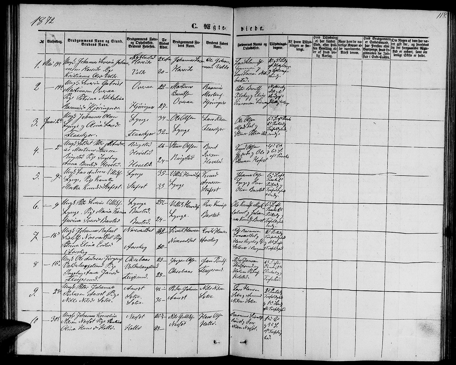 Ministerialprotokoller, klokkerbøker og fødselsregistre - Møre og Romsdal, AV/SAT-A-1454/510/L0124: Parish register (copy) no. 510C01, 1854-1877, p. 118