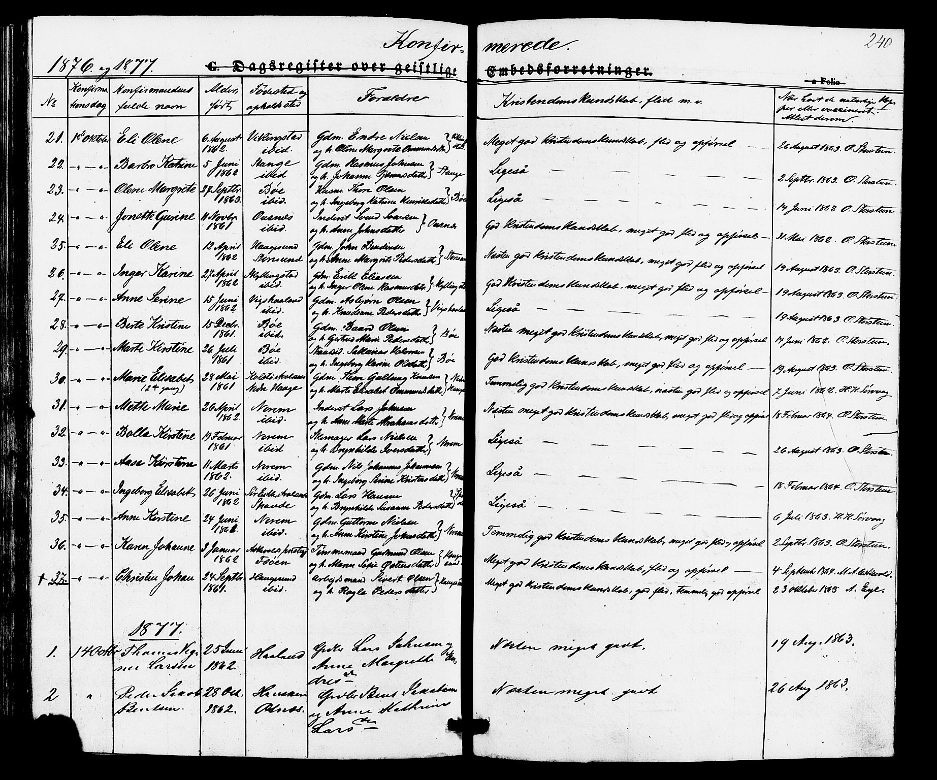 Torvastad sokneprestkontor, AV/SAST-A -101857/H/Ha/Haa/L0010: Parish register (official) no. A 10, 1857-1878, p. 240