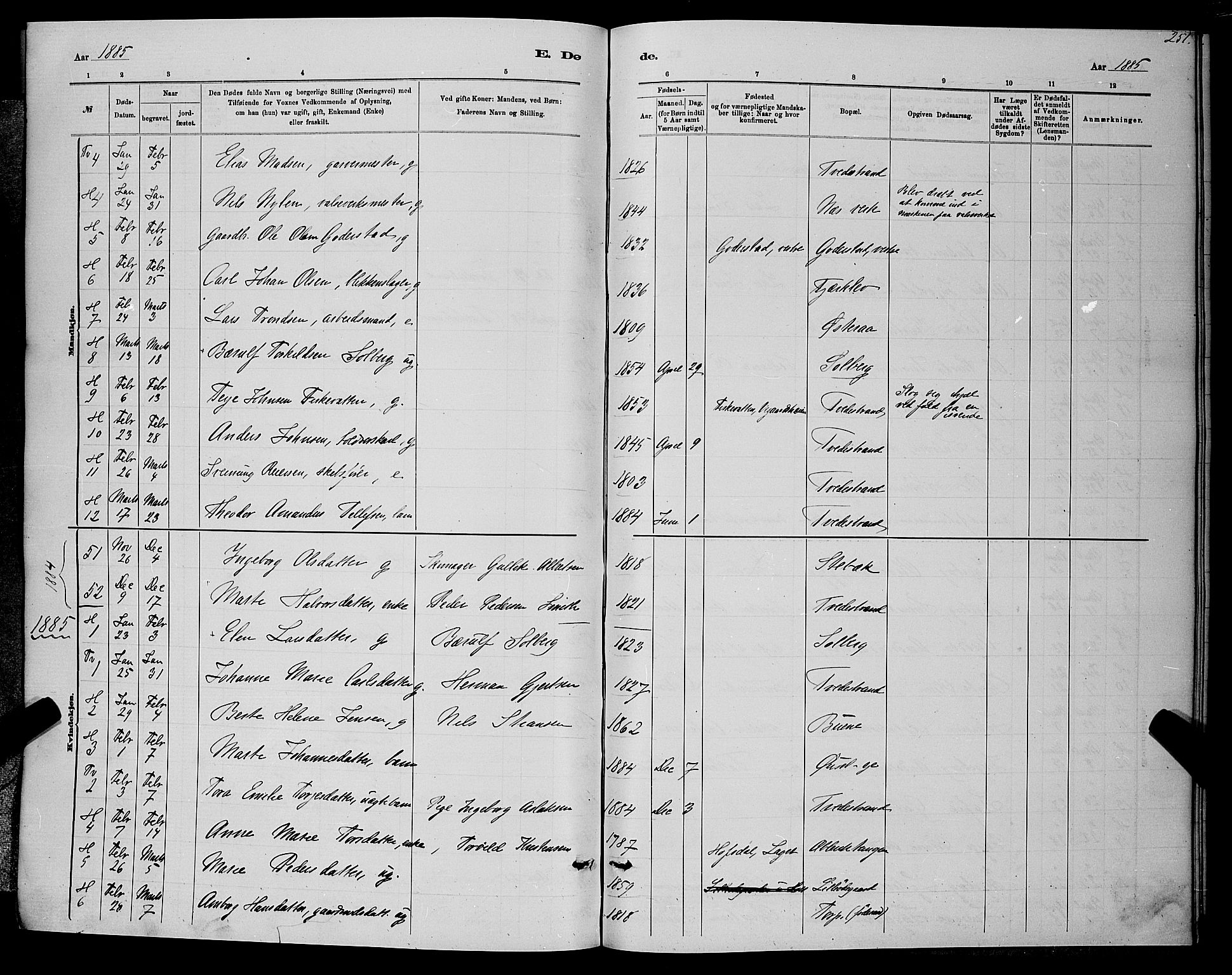 Holt sokneprestkontor, AV/SAK-1111-0021/F/Fb/L0010: Parish register (copy) no. B 10, 1883-1896, p. 251