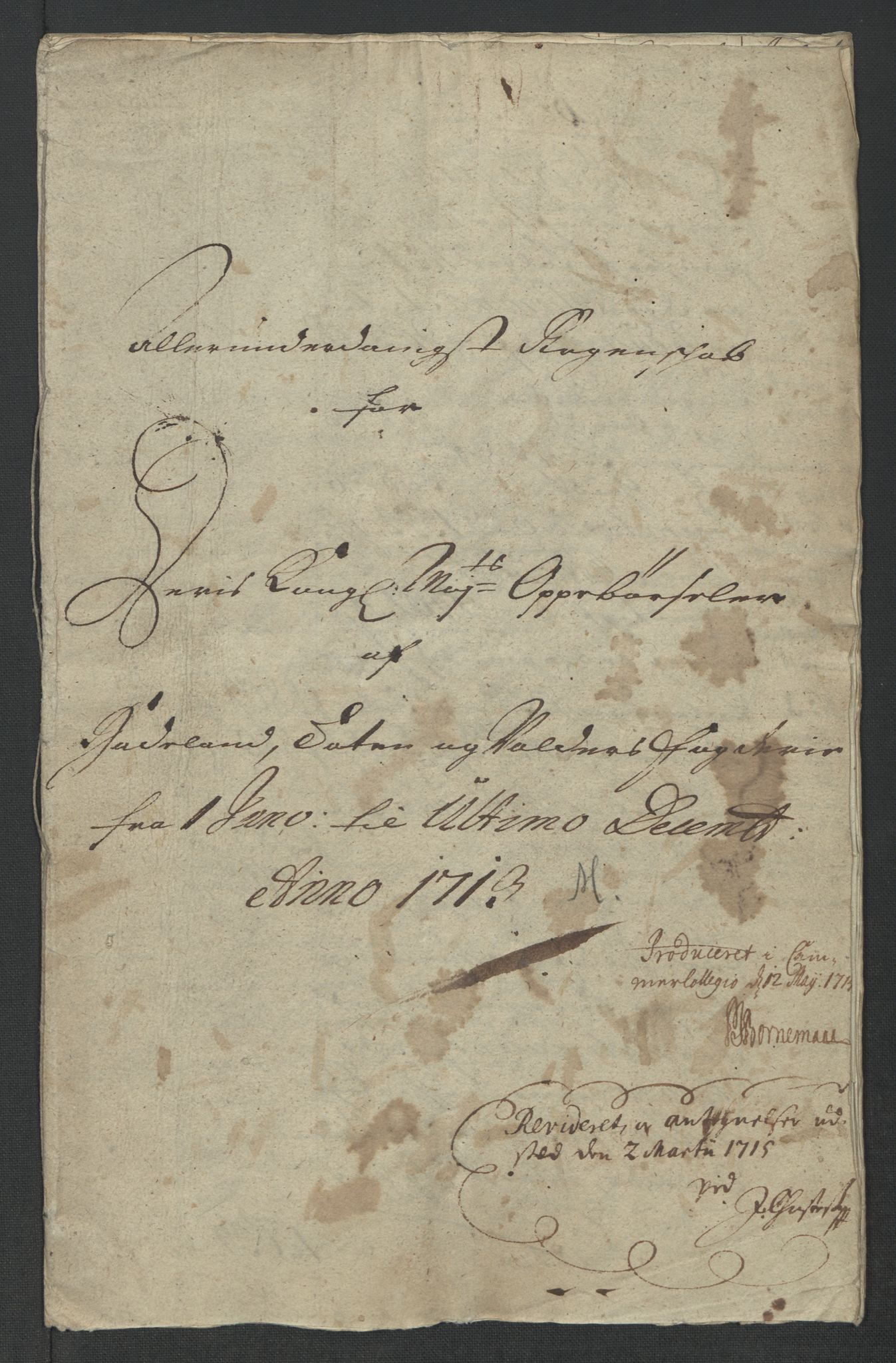 Rentekammeret inntil 1814, Reviderte regnskaper, Fogderegnskap, RA/EA-4092/R18/L1310: Fogderegnskap Hadeland, Toten og Valdres, 1713, p. 3